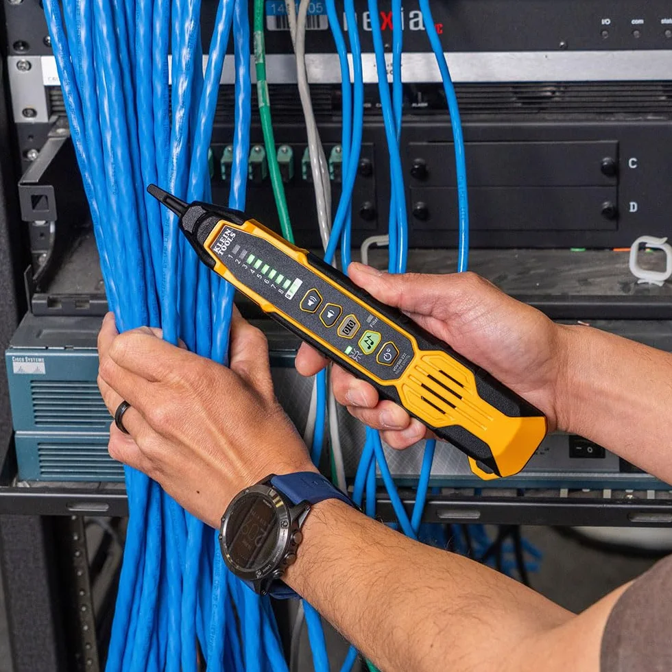 Klein Tools VDV500-223 Drutowa sonda cyfrowa z oświetleniem roboczym LED do Ethernetu, Internetu, telefonu, głośnika, koncentrycznego, wideo i transmisji danych RJ45, RJ11, RJ12