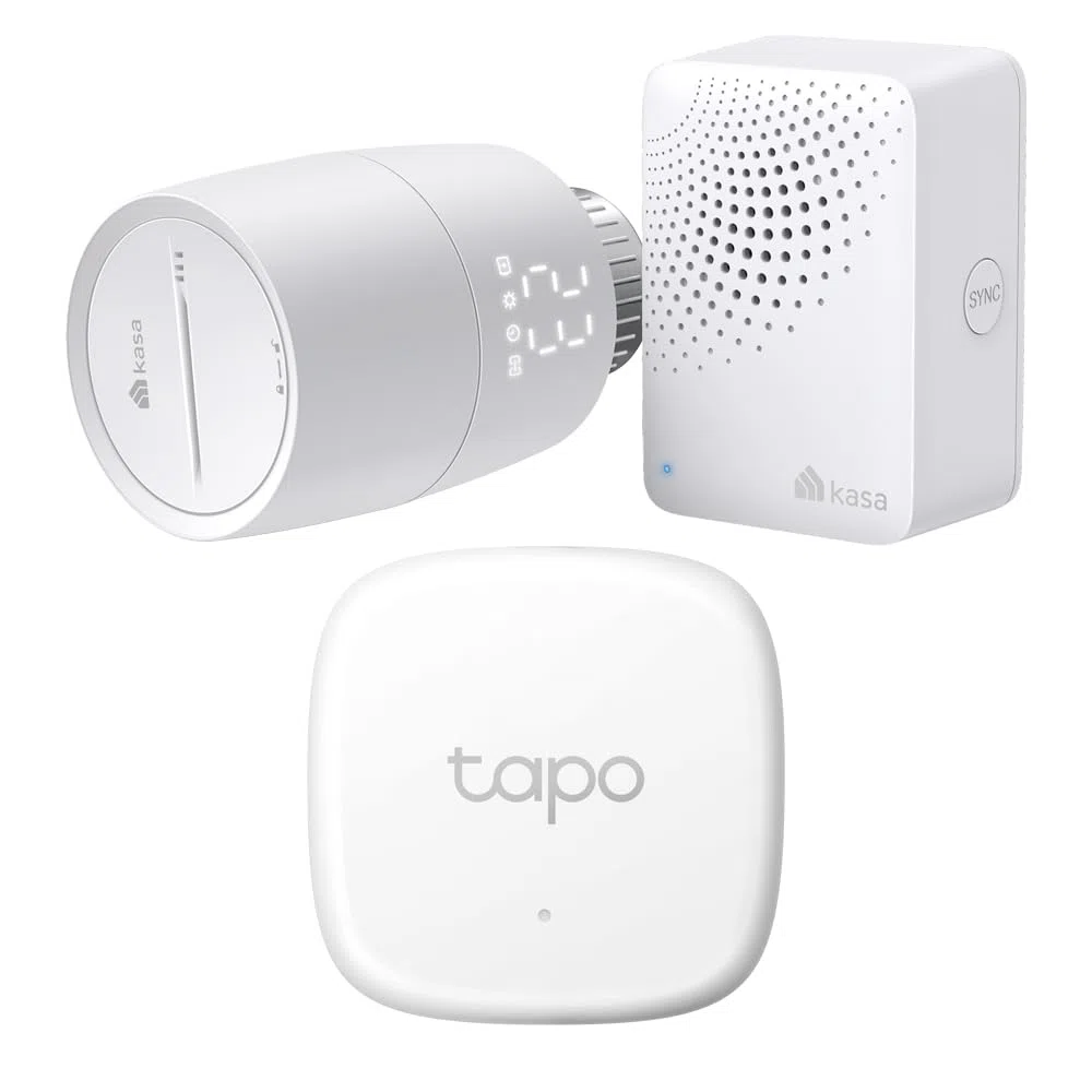 Tp-Link KE100 KIT Termostat, Biały, 5.6 x 5.6 x 8.4 cm & TP-Link Tapo T310 Inteligentny czujnik temperatury