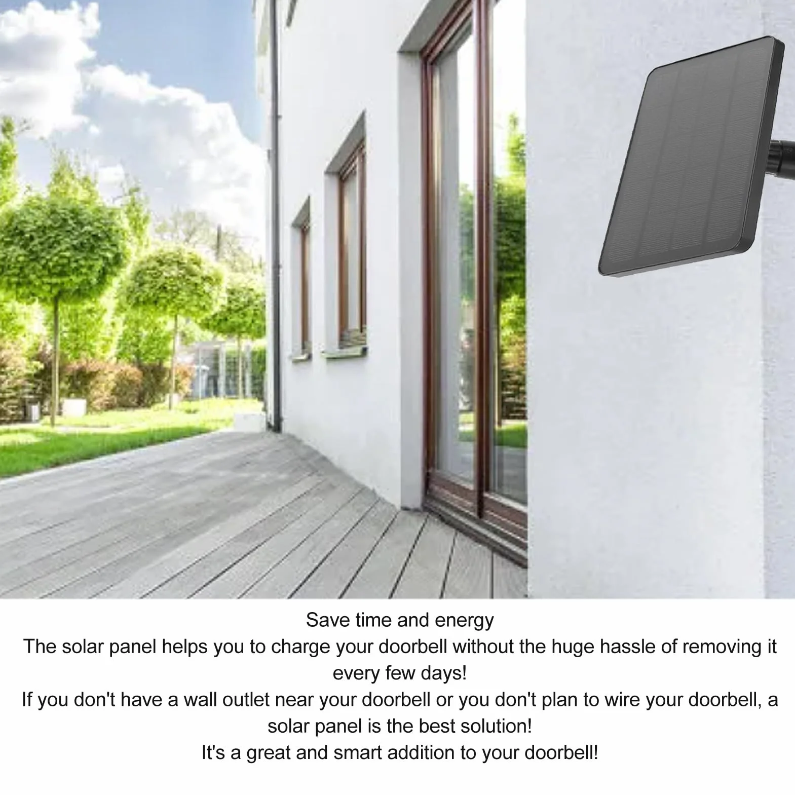 Panel Słoneczny 10W do Dzwonka do Drzwi, ładowarka Panelowa do Kamery Nest/ Doorbell 2K, Dzwonek Wideo Ring 2/3+, Dzwonek do Drzwi 3/4 Plus, wodoodporność IP66, Uchwyt z 360°