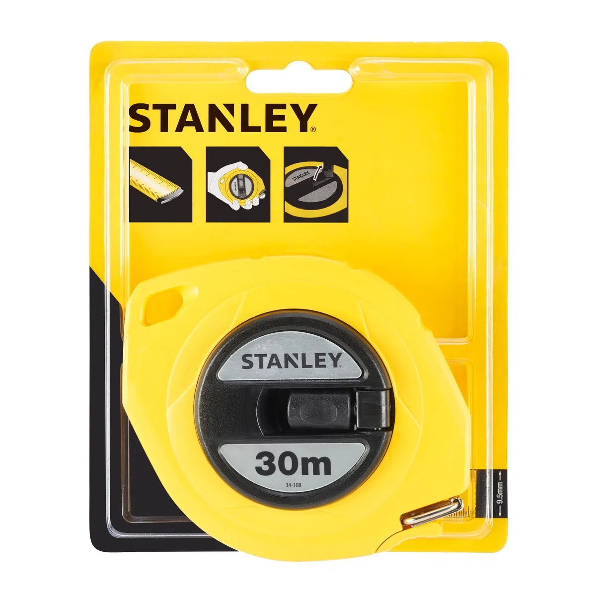 STANLEY Skuteczny Taśma długa 30m x 9,5mm cerrada acero dla profesjonalistów i majsterkowiczów do codziennego użytku 30m 9,5mm