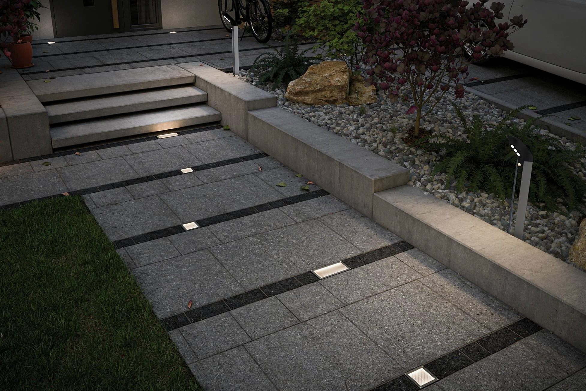 Paulmann 937.74 Special Line Solar Cube/Box LED IP67 ciepła biel 0,24 W 93774 lampa solarna zewnętrzna lampa podłogowa kamień brukowy, 10 x 10 cm, stal nierdzewna, przezroczysta