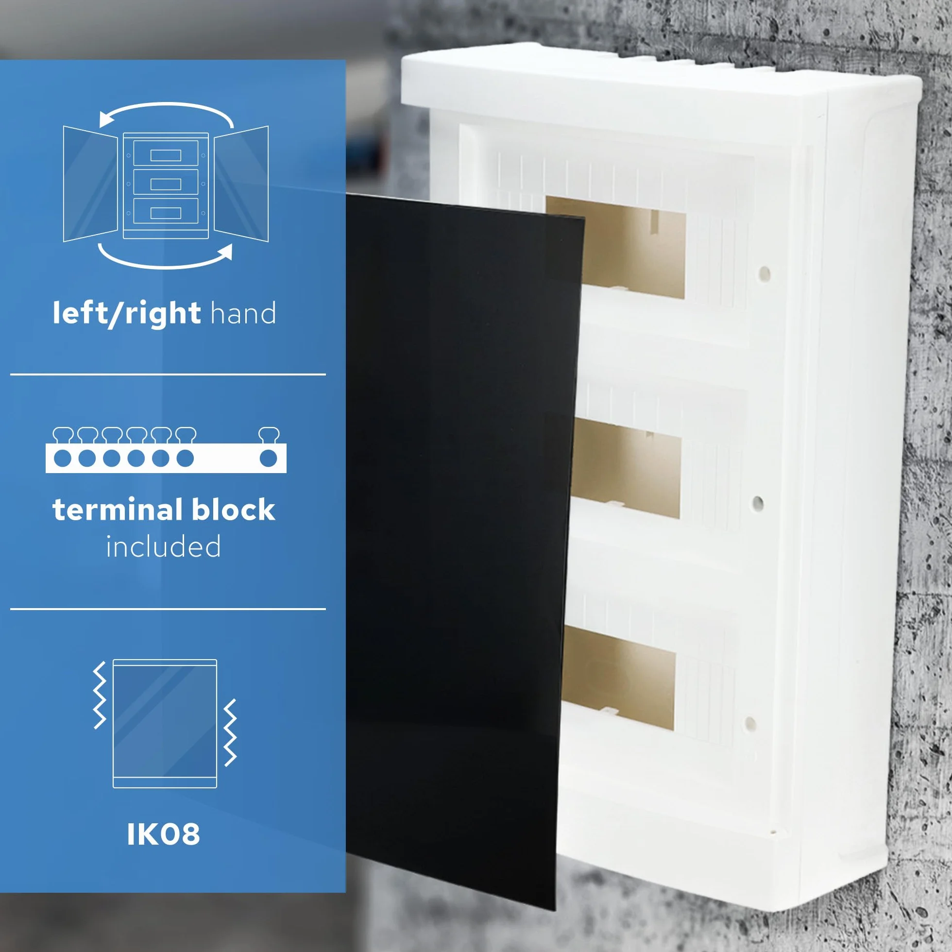 EDO Rozdzielnica Elektryczna Natynkowa 2 Rzędy 24 Modułów 32 x 30 x 9,5 cm - Biała ABS Skrzynka Bezpiecznikowa IP40 IK07, Skrzynka Rozdzielcza do Garażu, Warsztatu, Domu