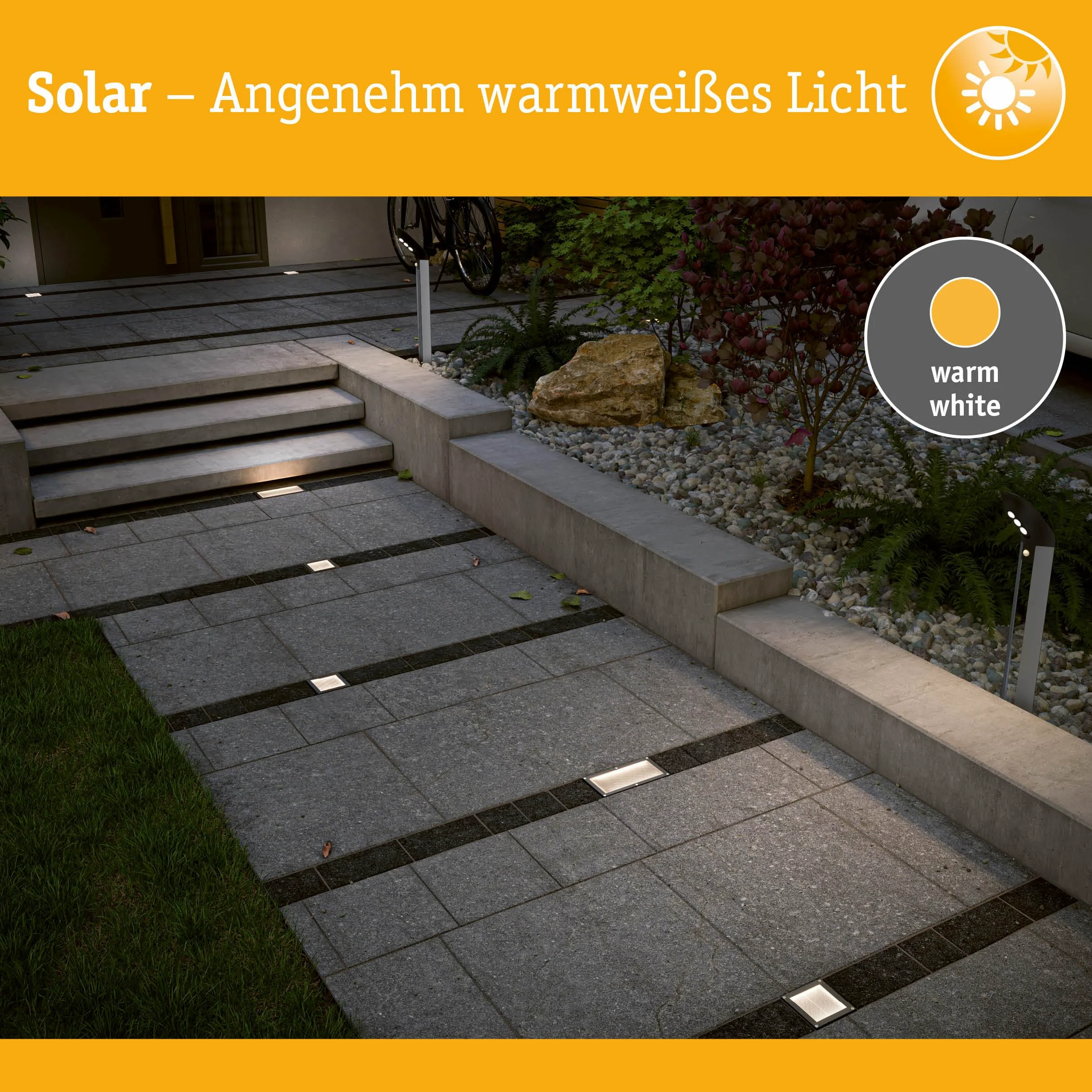 Paulmann 937.74 Special Line Solar Cube/Box LED IP67 ciepła biel 0,24 W 93774 lampa solarna zewnętrzna lampa podłogowa kamień brukowy, 10 x 10 cm, stal nierdzewna, przezroczysta
