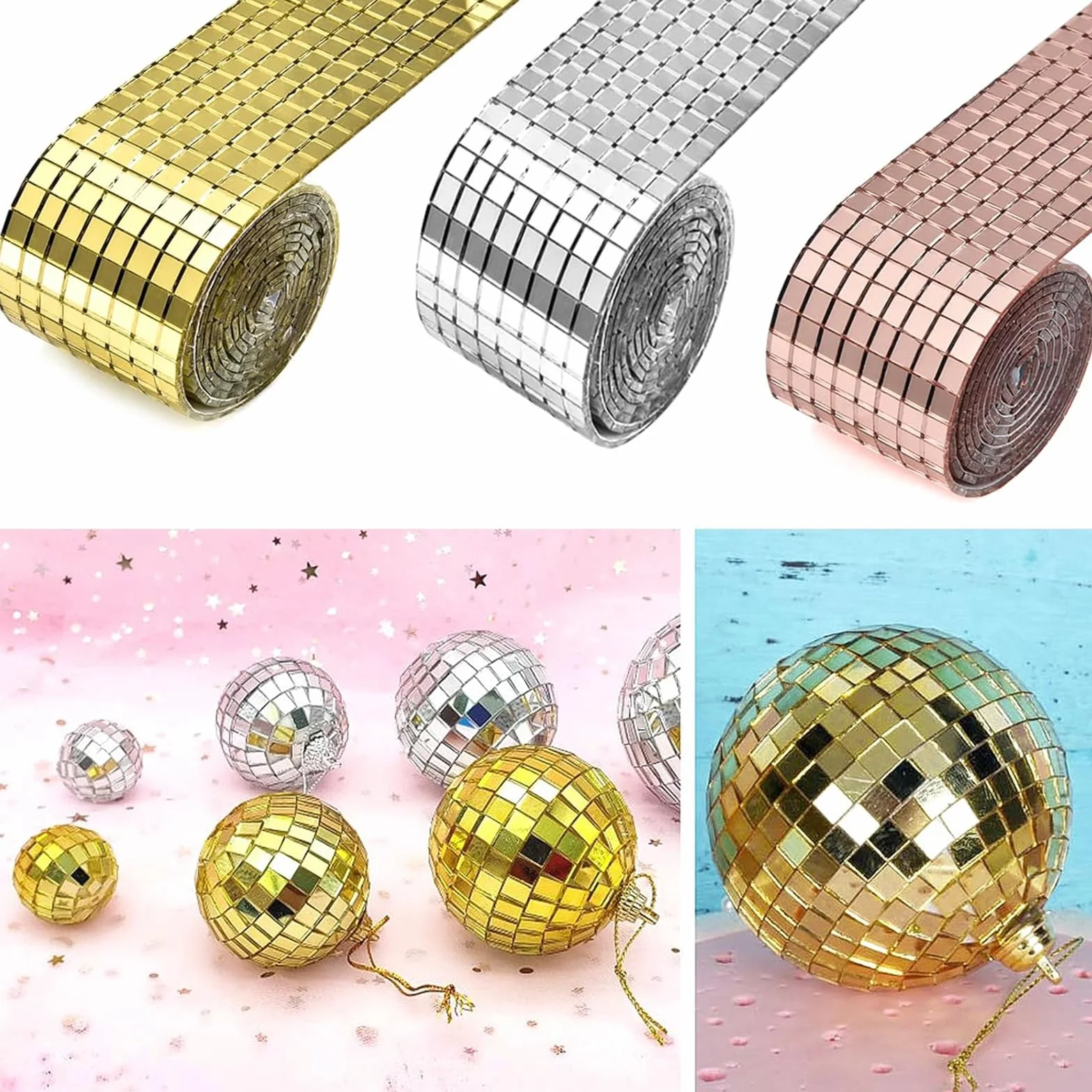 4 rolki 6400 sztuk samoprzylepnych mini luster, mini mozaikowe płytki lustrzane, samoprzylepne mini lustro, mozaika, kwadratowa mozaika, 5 x 5 mm, do samodzielnego wykonania rzemiosła, dekoracji