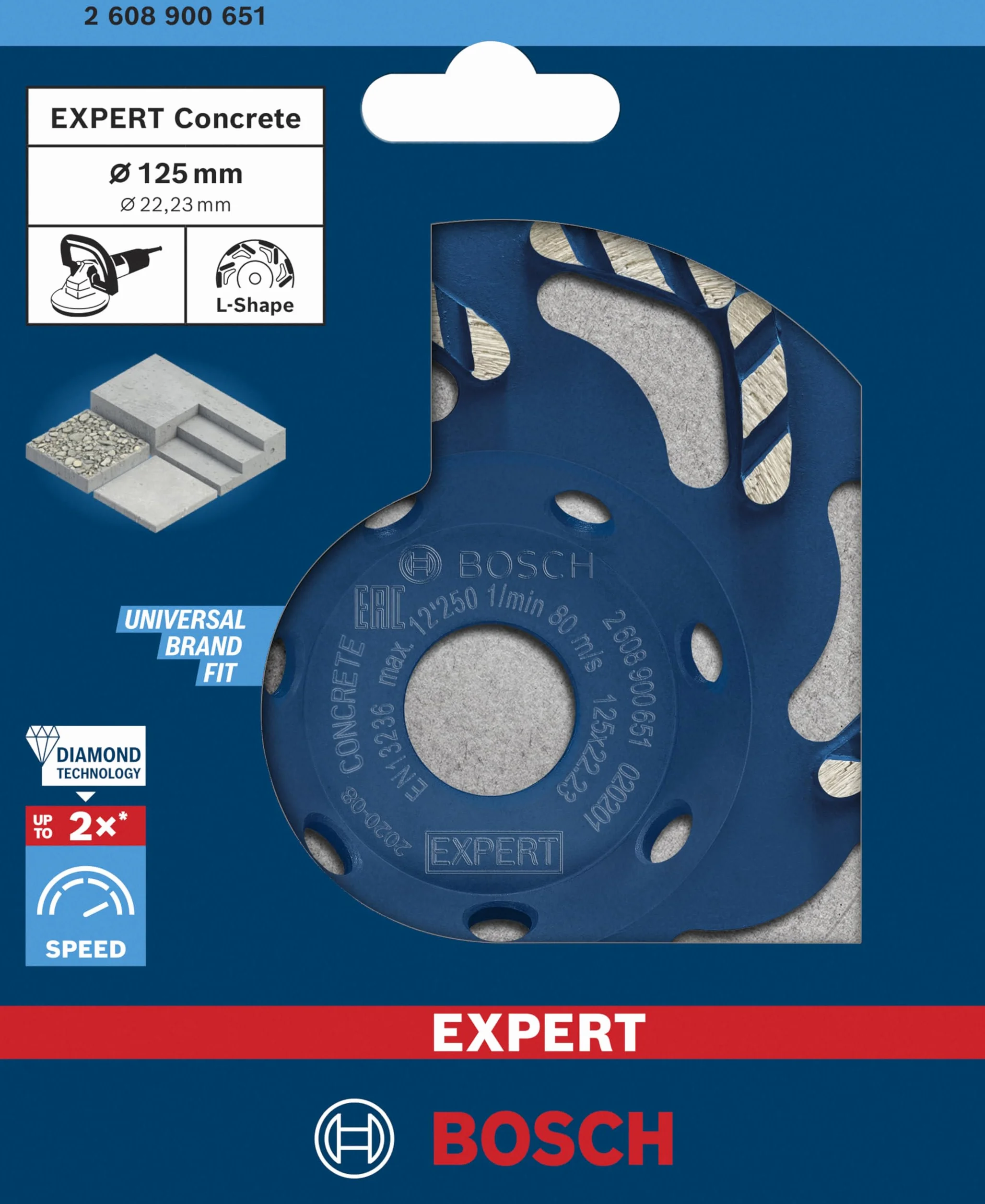 Bosch Accessories 1x Diamentowe głowice szlifierskie Expert Concrete (do betonu, Ø 125 mm, akcesoria do szlifierki do betonu)