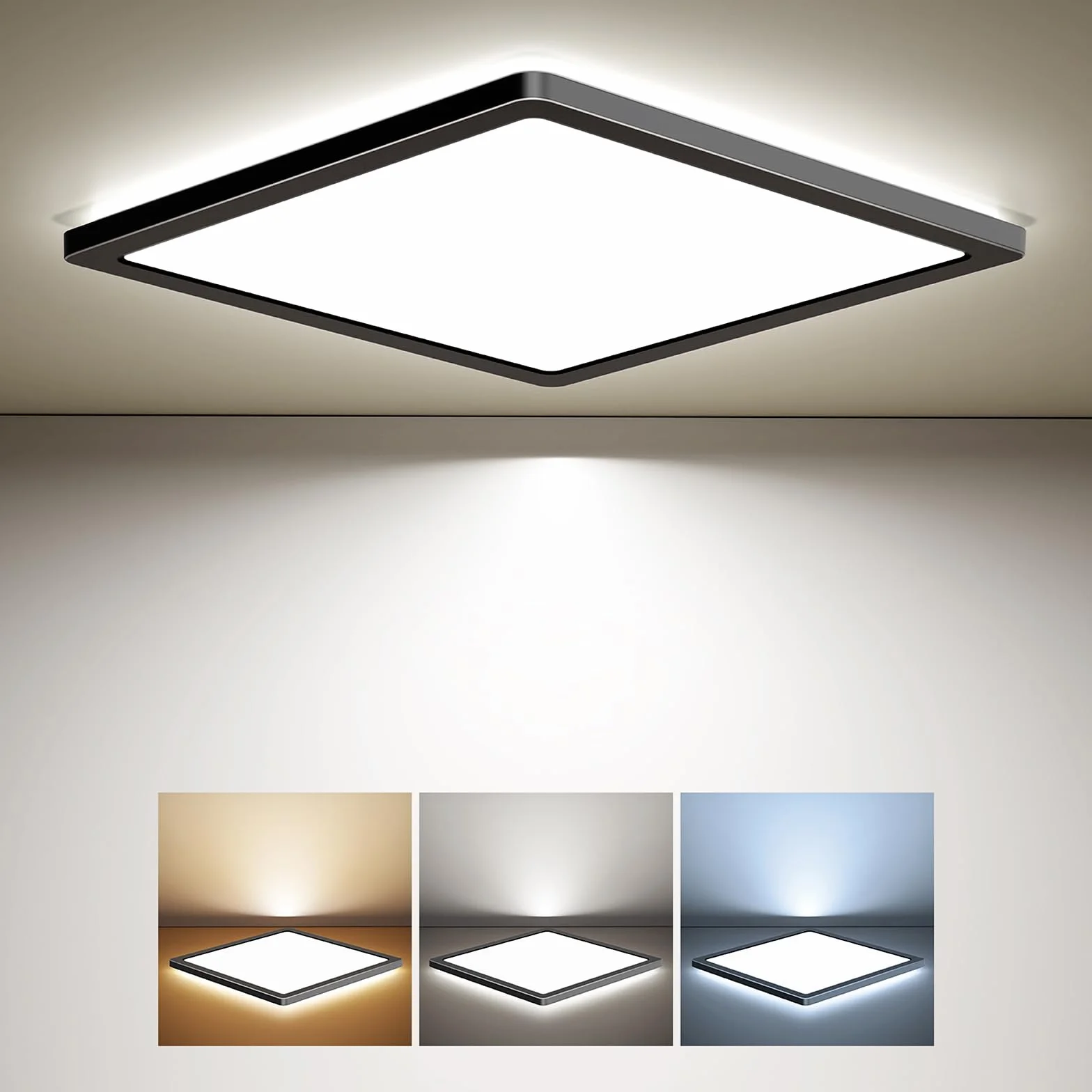 BLNAN LED Oprawa sufitowa 24W płaska lampa sufitowa, ciepła neutralna zimna biel 3000K/4000K/5000K, 2400LM panel z podświetleniem do sypialni, salonu, kuchni, korytarza, łazienki, piwnicy, 30CM