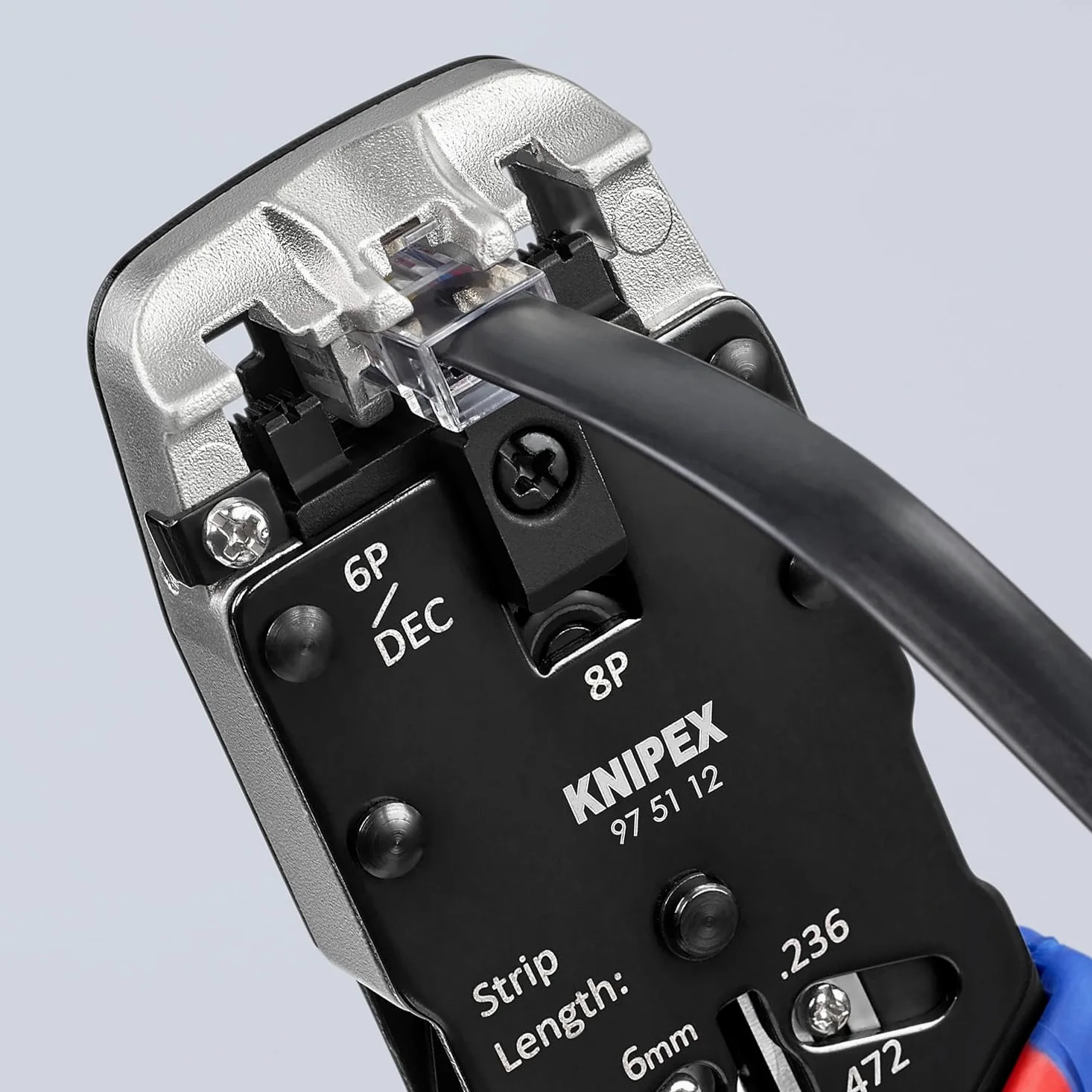 KNIPEX Szczypce do zagniatania wtyków telefonicznych typu Western z osłonkami wielokomponentowymi 200 mm, 97 51 12