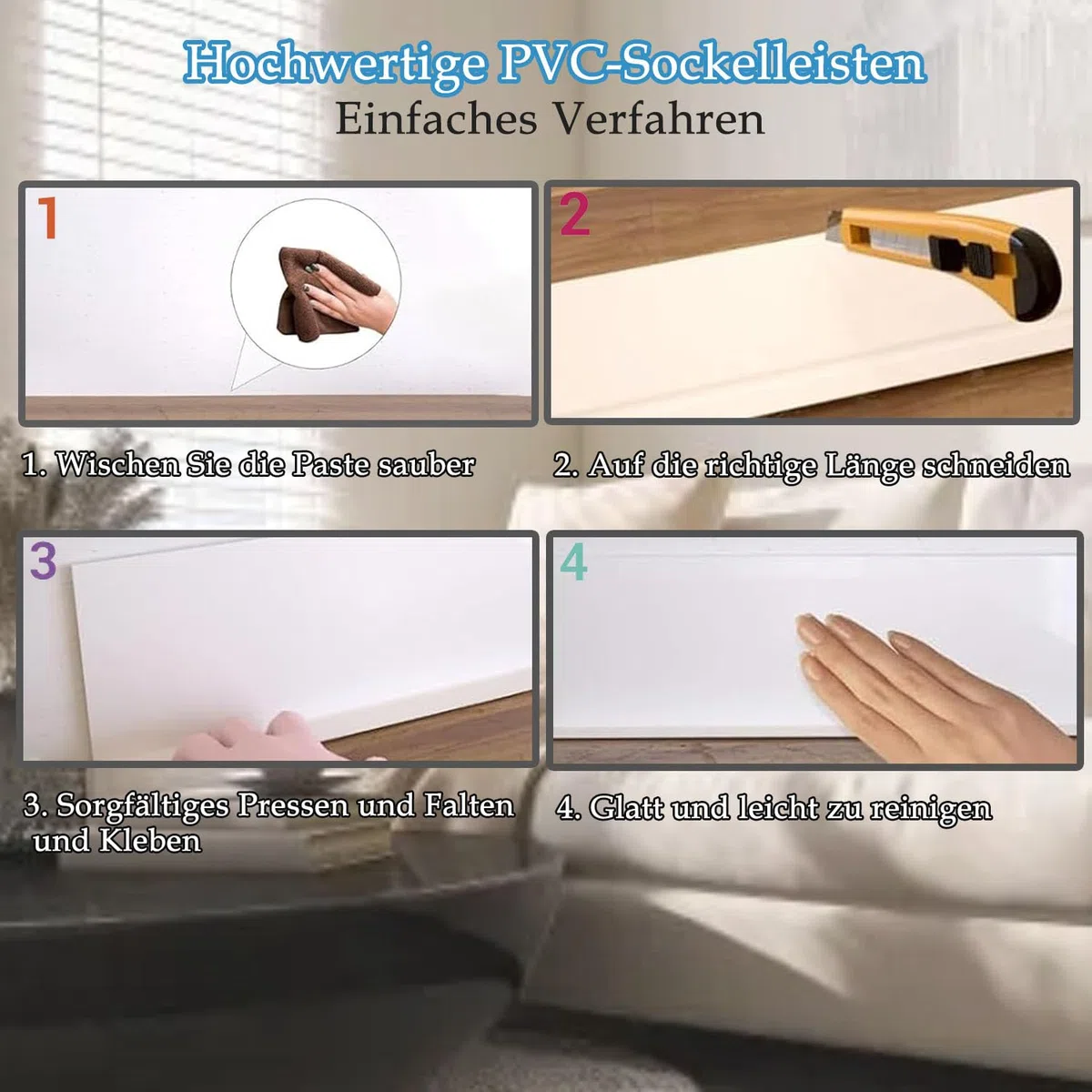 Miękka listwa przypodłogowa samoprzylepna, 6 m, 50 x 20 mm, PVC, samoprzylepna, miękka listwa przypodłogowa elastyczna, nadaje się do kuchni i łazienki