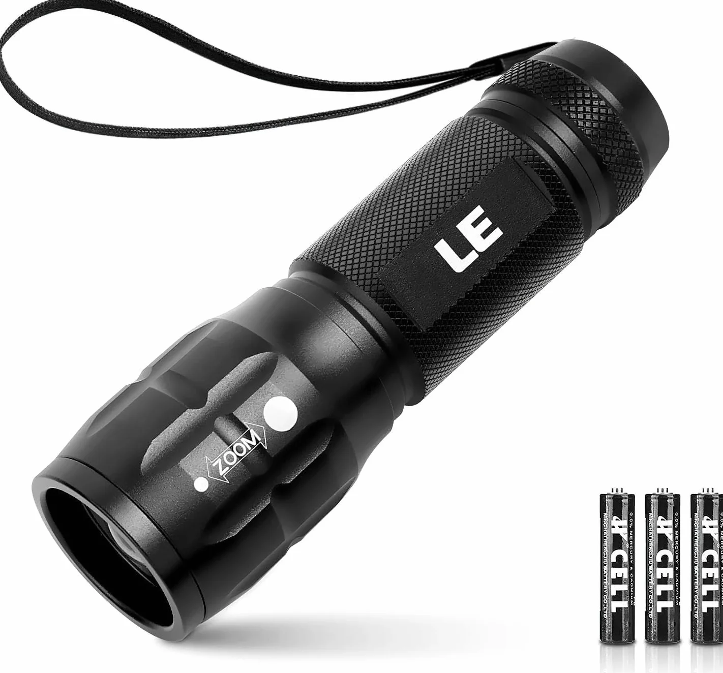 LE1000 mała latarka LED, bardzo jasna, z zoomem, zasilana bateriami, przenośna latarka błyskowa, wodoszczelna latarka, na kemping, do aktywności na świeżym powietrzu, wędrówek, sytuacji awaryjnych
