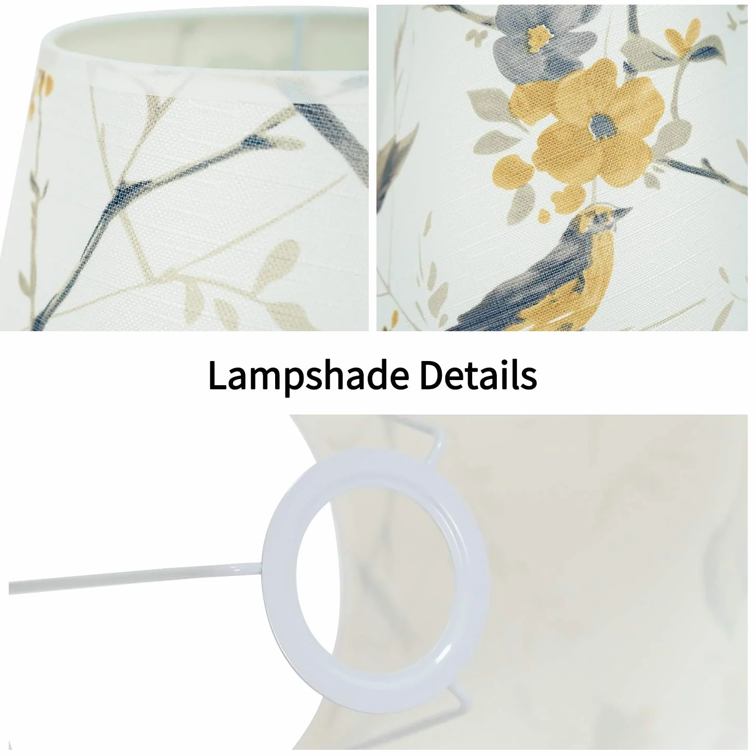 DULEE Klosz lampy górny 7 x wysokość 8 x spód 30 cm E27/E14 uchwyt Hardback abażury stołowe abażury bębnowe abażury lampy stojące materiał abażur ptak
