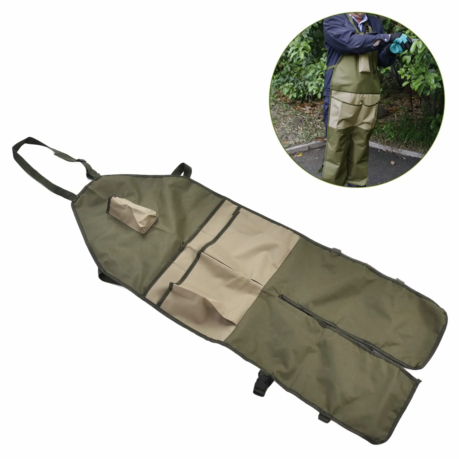 Fartuch zewnętrzny, materiał Oxford Kompaktowy Przenośny Wytrzymały Wodoodporny 118x45 cm Fartuch ogrodowy Ochrona nóg do zbierania w sadach do obróbki drewna