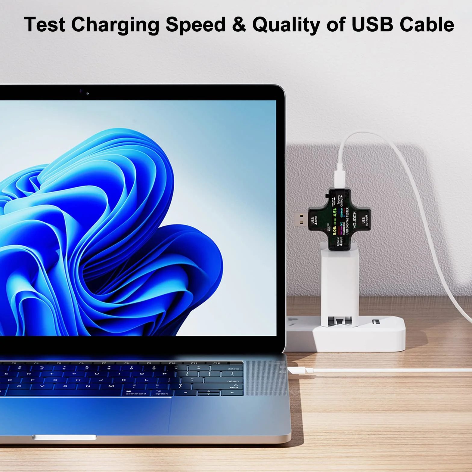 YOJOCK Tester USB Multimetr C Miernik prądu i napięcia 3,6-32 V 0-5,1 A Tester 2 w 1 Woltomierz Pojemność Zasilacz Watomierz Ładowarka z adapterem OTG