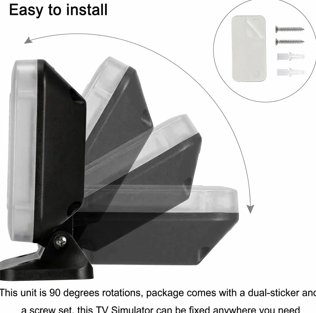 O&W Security Symulator TV FT-1 – światło LED ze zmianą koloru/jasności, port USB, tylko 2 W, bez baterii, atrapa antywłamaniowa do domu, na urlop i do mieszkania