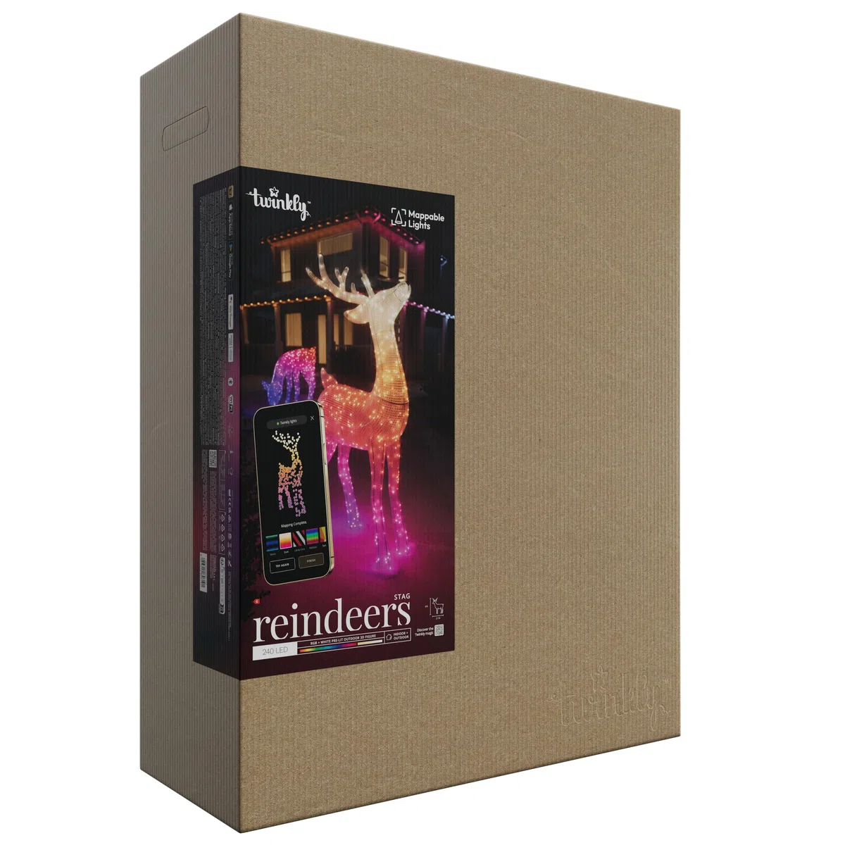 Twinkly Reindeers lampy LED w kształcie renifera do użytku na zewnątrz, 240 diod RGB i ciepłe białe światło, wysokość 125 cm, kompatybilne z Alexa i Google Home, IP44, sterowanie aplikacją