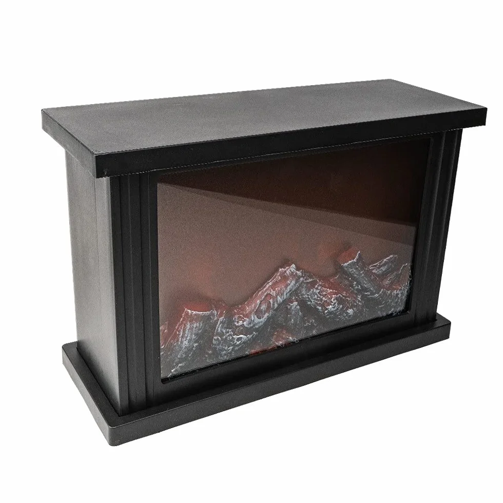 Ideen mit Herz Kominek LED, dekoracyjny, elektryczny, na baterie, bez ogrzewania, realistyczny efekt ognia / płomienia, 30 x 11,5 x 20 cm, z funkcją timera (6 godzin włączony / 18 godzin wyłączony)