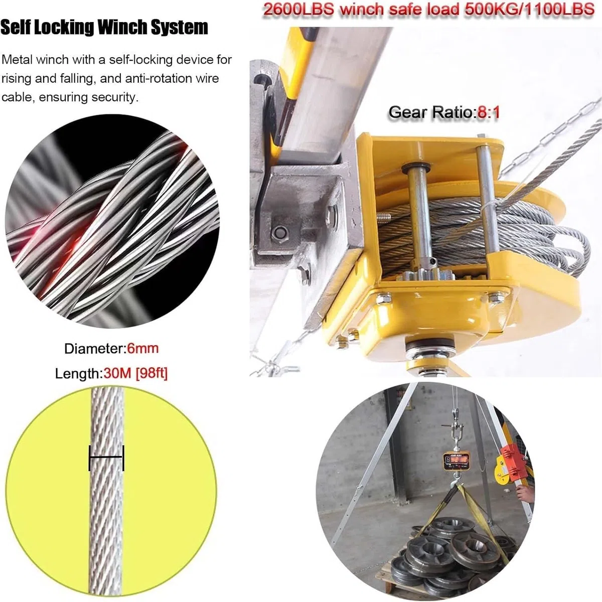 Statyw awaryjny system ratunkowy z wciągarką 1,179.3 kg, statyw o ograniczonej przestrzeni i podnośnik do podnoszenia, sprzęt bezpieczeństwa do operacji przemysłowych i ratowniczych