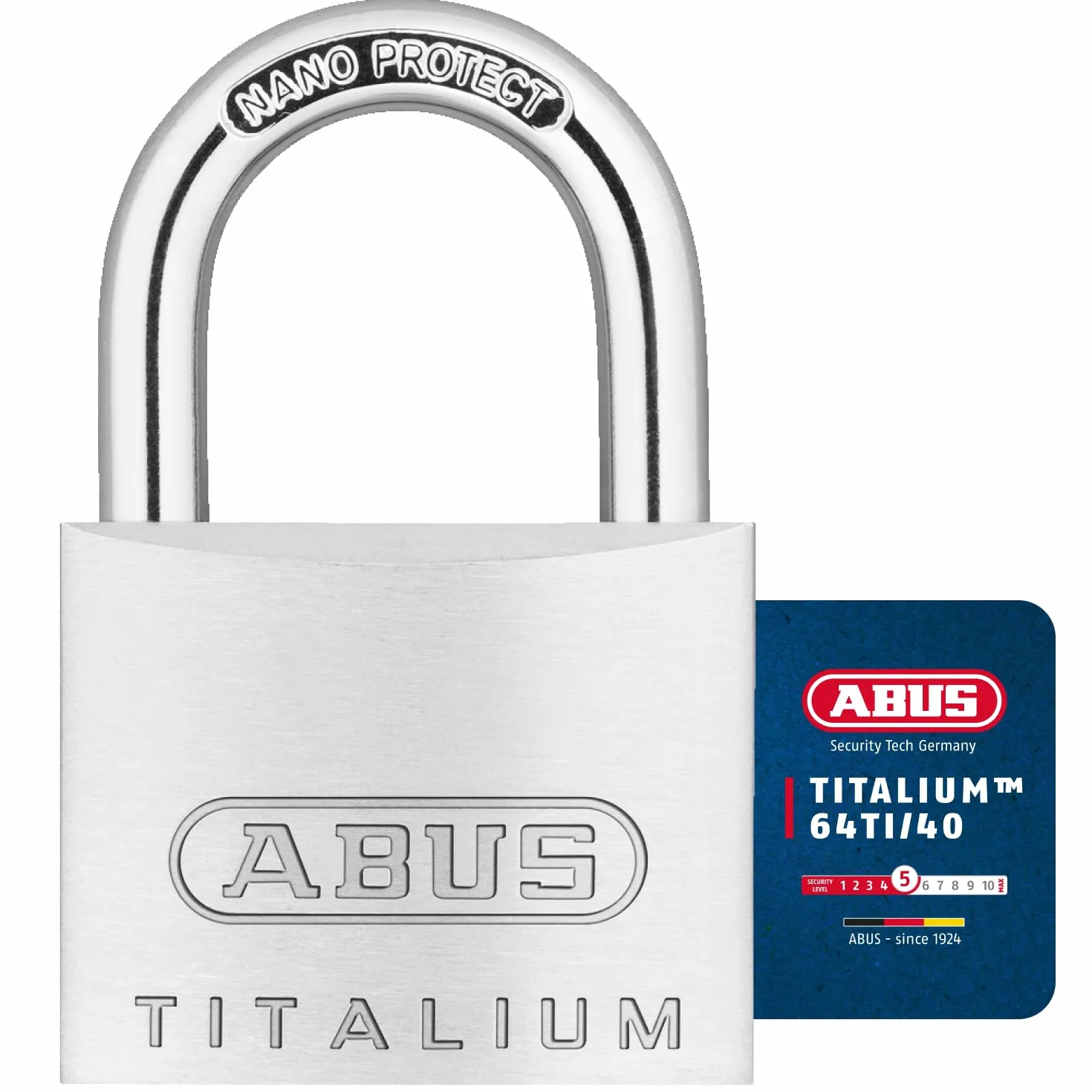 ABUS Kłódka Titalium 64TI/40 - zestaw 2 sztuk, równocześnie zamykająca - zamek do piwnicy z korpusem zamka ze specjalnego aluminium - hartowany stalowy pałąk - poziom bezpieczeństwa ABS 5
