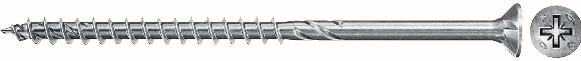 fischer 100 x wkręt do płyt wiórowych Power-Fast II 5,0X80, łeb stożkowy z gniazdem krzyżowym gwint częściowy ocynkowany galwanicznie, pasywowany na niebiesko (nr art. 670428)