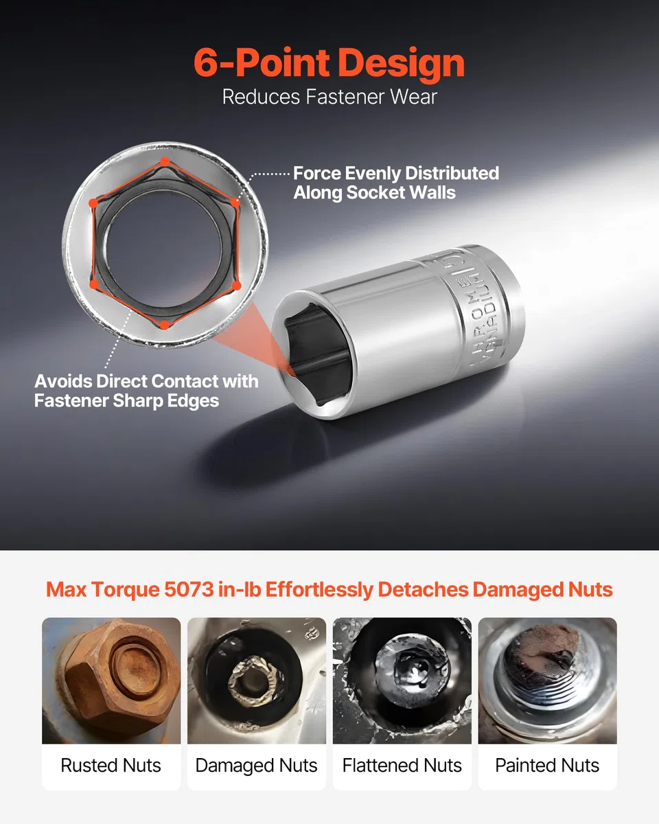 VEVOR Zestaw nasadek, 149 sztuk, 9,5 i 6,4 i 12,7 mm, zestaw nasadek i grzechotki, SAE i metryczne, głębokie i płytkie, zestaw narzędzi mechanicznych z bitami, akcesoria, walizka do przechowywania