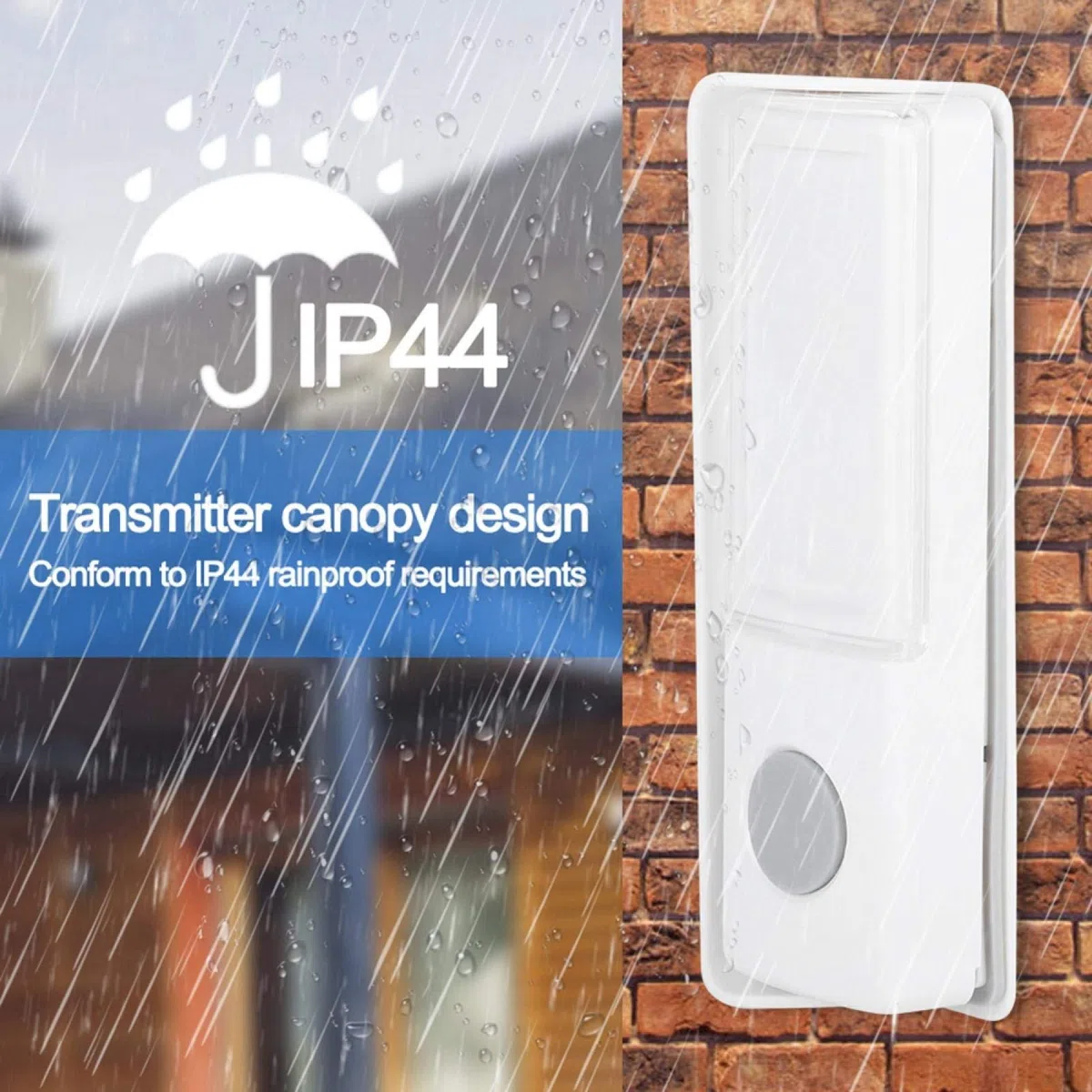 Bezprzewodowy dzwonek do drzwi 7 kolorów LED Flash Button Door Bell IP44, odporny na deszcz, zestaw dzwonków do drzwi z 32 melodiami 5 poziomów głośności (biały)