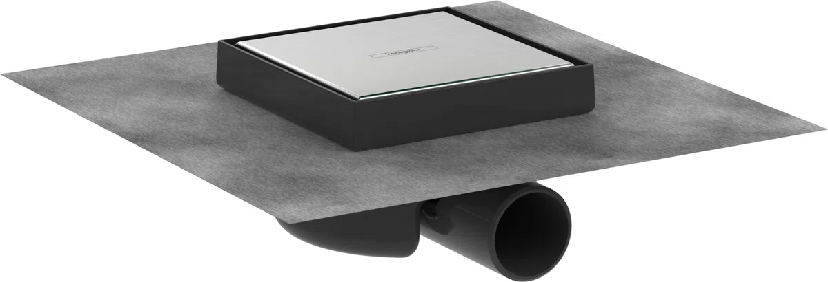 hansgrohe RainDrain Spot - kompletny odpływ punktowy, kwadratowy odpływ prysznicowy 15 x 15 cm, odpływem prysznicowym, ruszt ozdobny/do wyłożenia płytkami, stal szlachetna szczotkowana