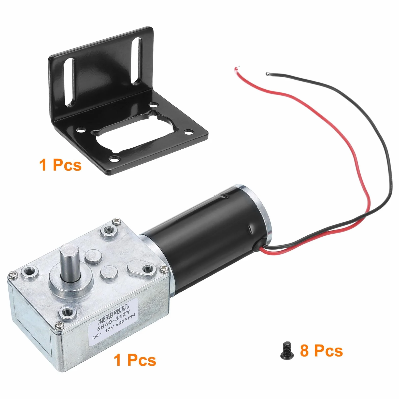 QUARKZMAN 12 V Dc Wał 8 mm 400 obr./min, silnik ślimakowy, ślimakowy silnik turbinowy, wysoki moment obrotowy z kablem kominkowym elektrycznym
