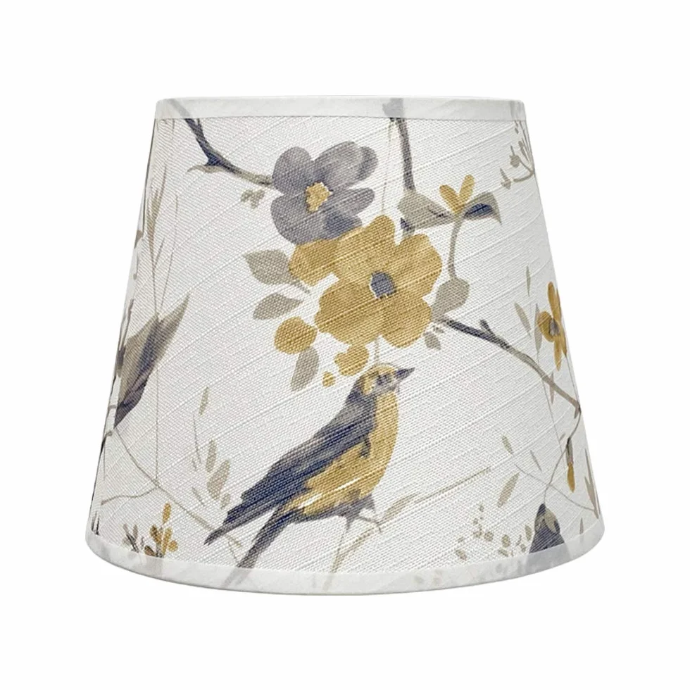 DULEE Klosz lampy górny 7 x wysokość 8 x spód 30 cm E27/E14 uchwyt Hardback abażury stołowe abażury bębnowe abażury lampy stojące materiał abażur ptak
