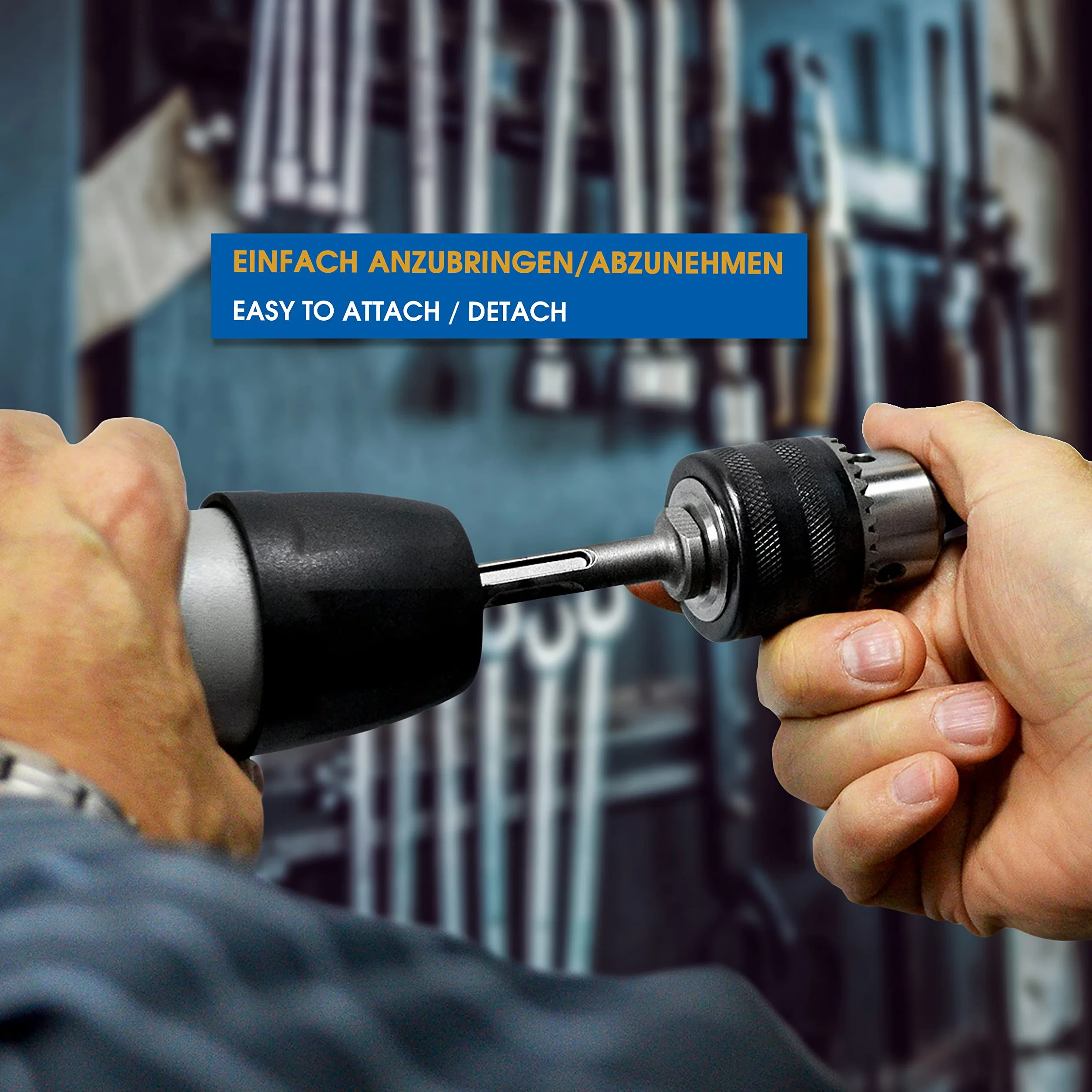 S&R Uchwyt wiertarski z wieńcem zębatym 1,5-13 mm, 1/2-20UNF, wysokiej jakości metalowy uchwyt wiertarski z adapterem do SDS-plus do wiertarek i wiertarek udarowych