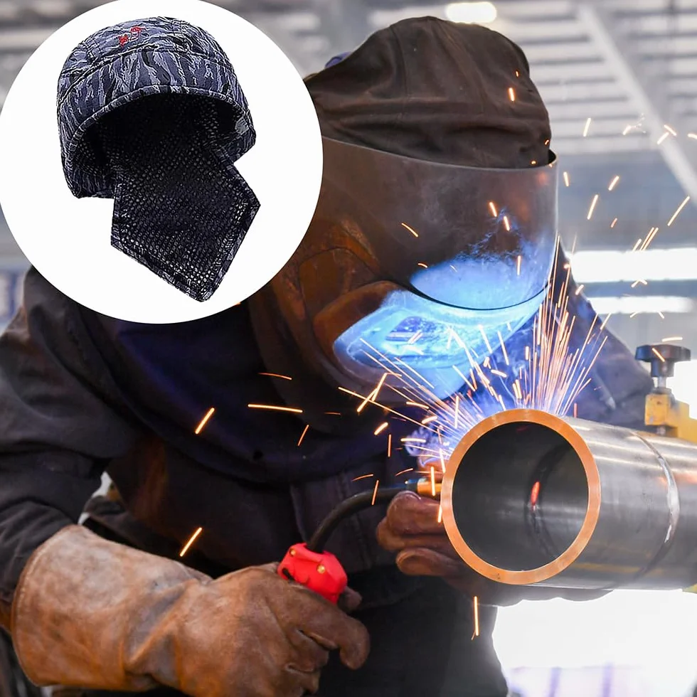 POFET Spawacz spawalniczy czapka ochronna czapka szalik spawacz trudnopalny bawełniany kask, 1 szt. (HGFS)