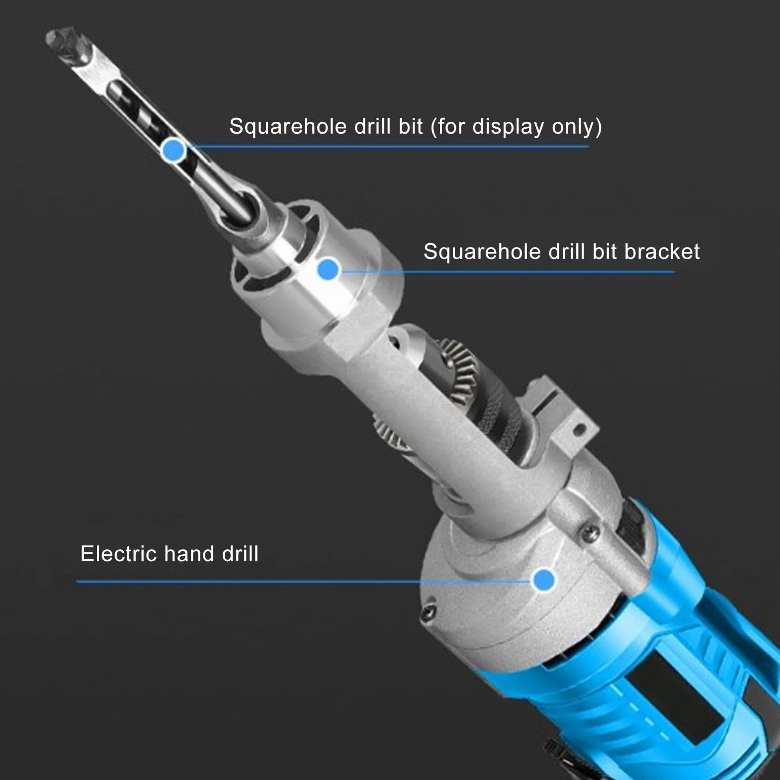 Adapter Wiertła do Otworów Kwadratowych do Akcesoriów Wiertarki, Uchwyt Mocujący Wiertło do Otworów Kwadratowych ze Stopu Aluminium do Uchwytów Wiertarskich od 38 do 43 Mm