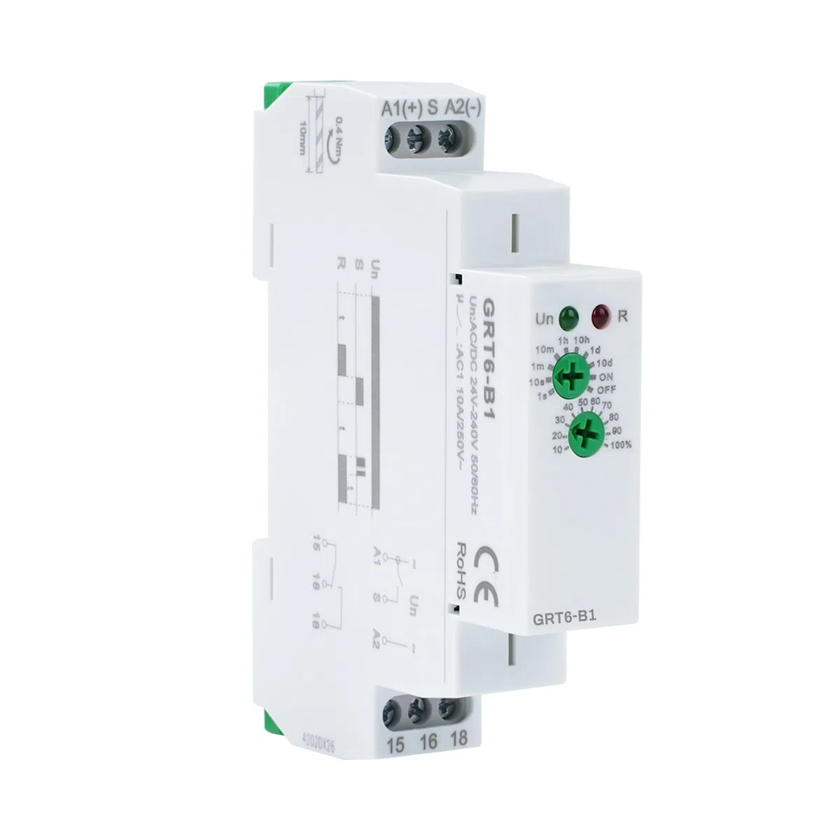 Buyweek GRT6-B1 przekaźnik czasowy przekaźnik czasowy mały przekaźnik opóźnienia wyłączania typ szyny DIN AC/DC24V-240V