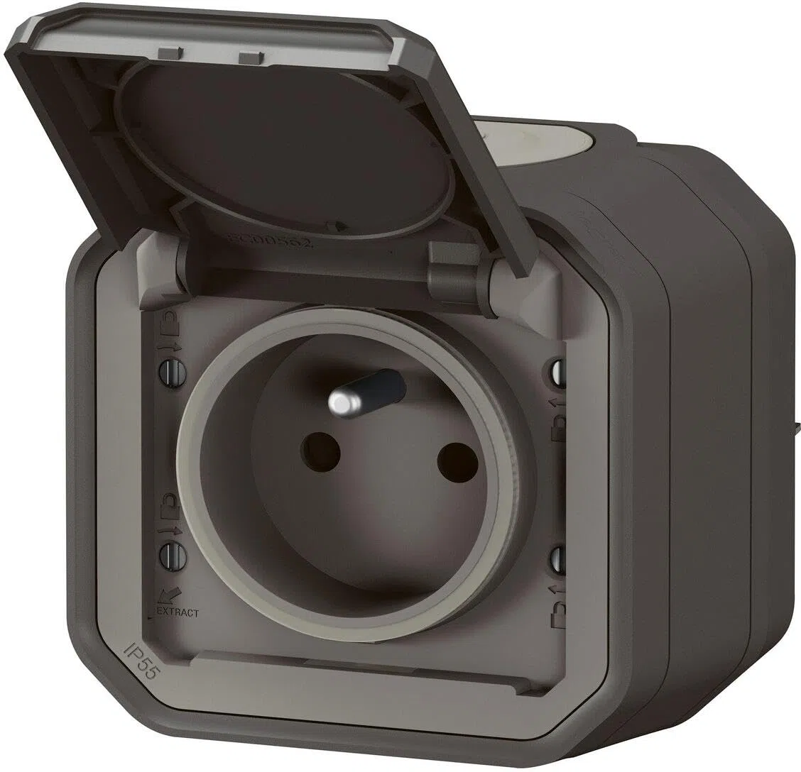 Wodoodporna wtyczka Plexo Legrand 2P+T - 16A - Kompletna - Antracyt