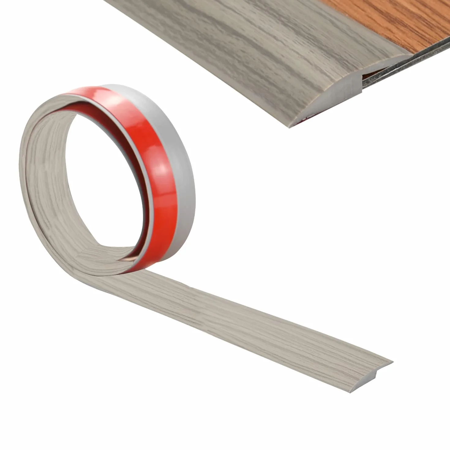 Profil przejściowy z PCW samoprzylepny do podłóg laminowanych i parkietu, elastyczny, odporny na zarysowania, łatwy w montażu (400 cm x 5 mm) (1)