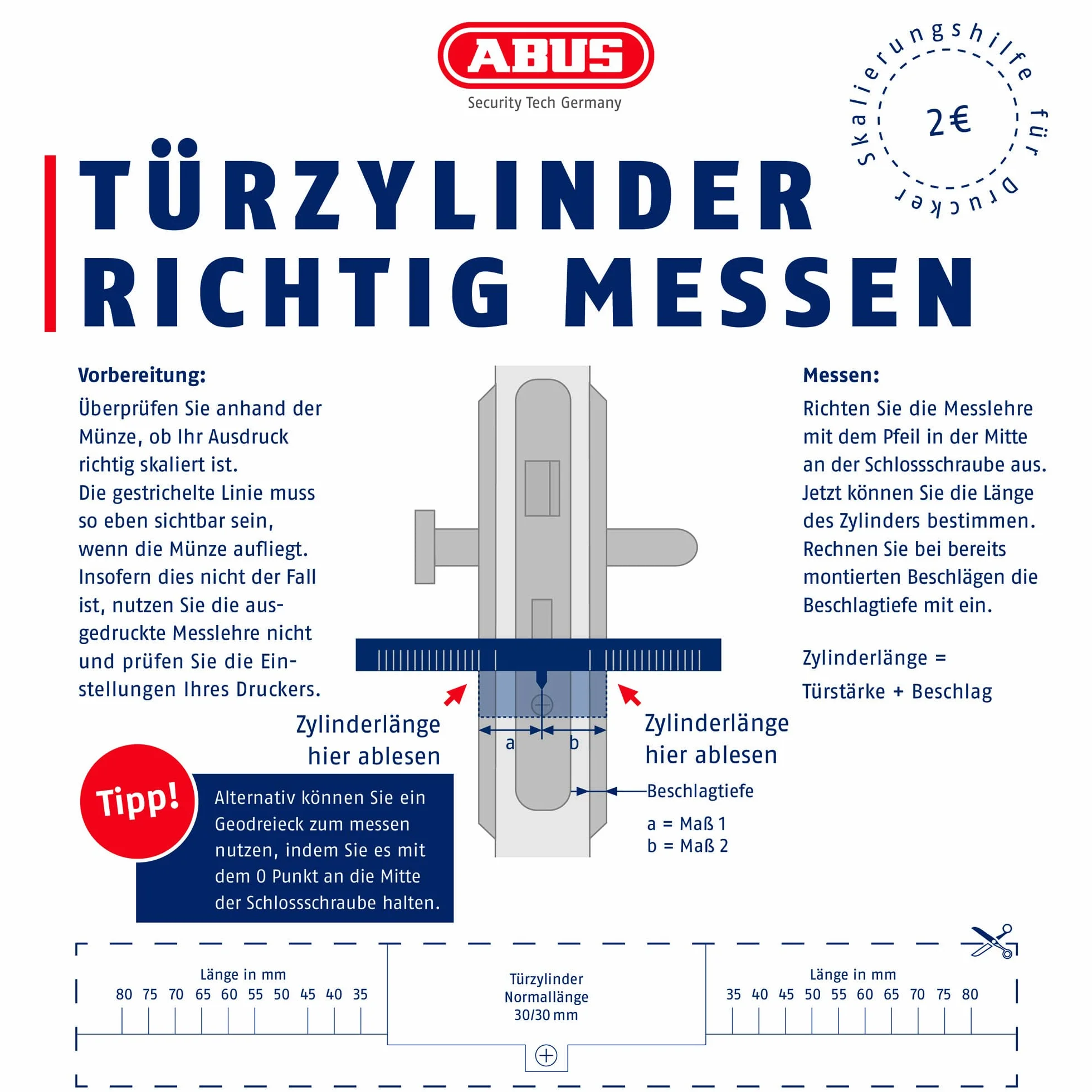 ABUS Cylinder profilowy KD6XNP 30/30 z kartą kodów i 5 kluczami, 50716