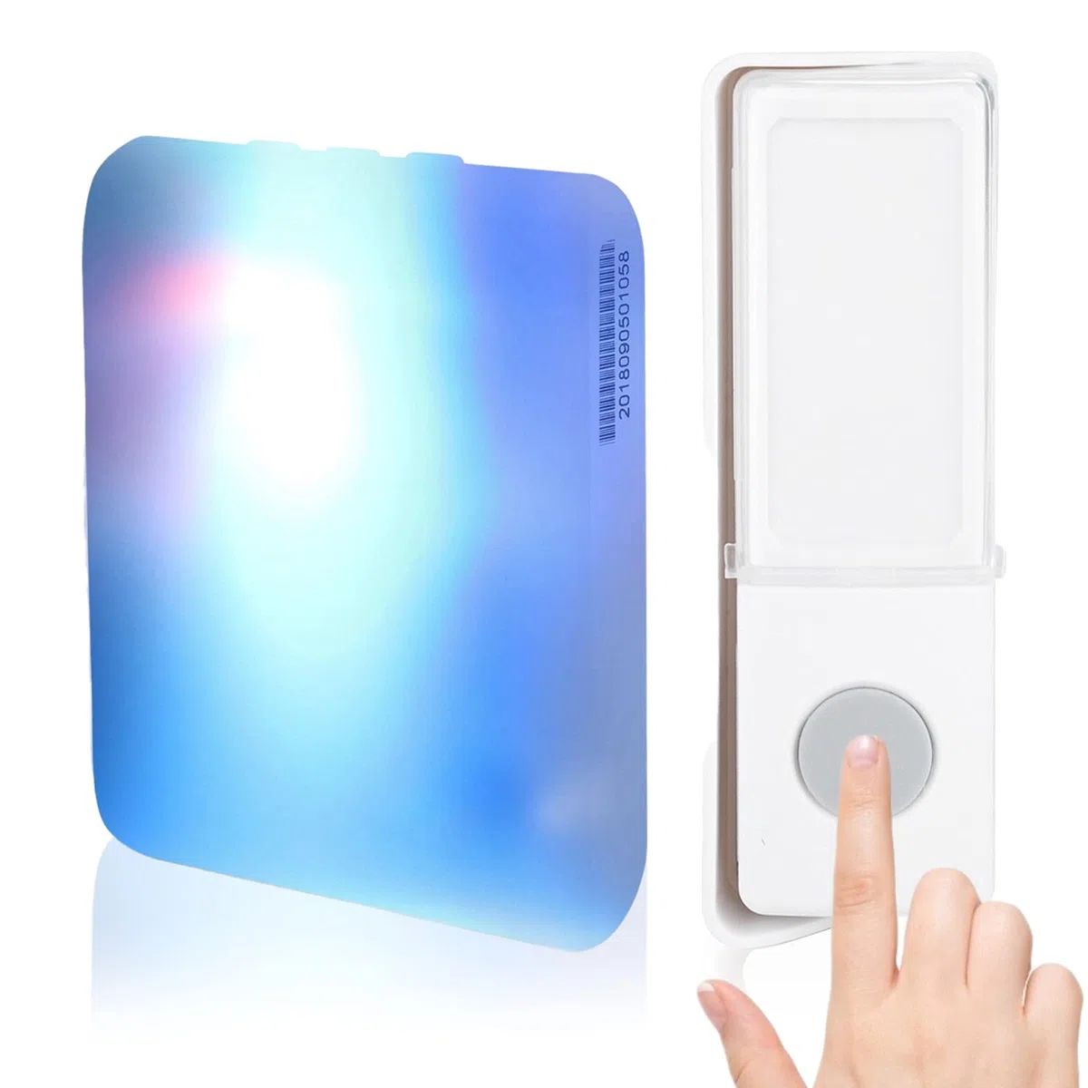 Bezprzewodowy dzwonek do drzwi 7 kolorów LED Flash Button Door Bell IP44, odporny na deszcz, zestaw dzwonków do drzwi z 32 melodiami 5 poziomów głośności (biały)