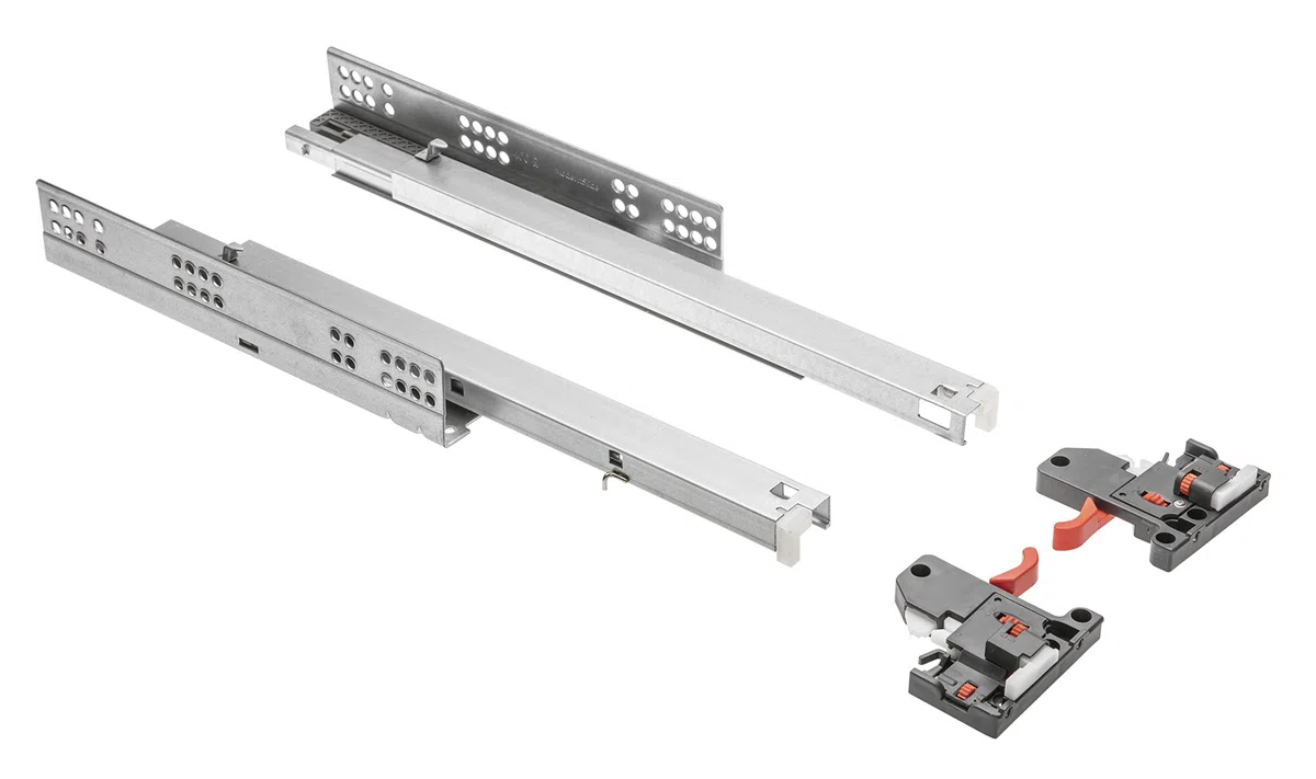 GTV Prowadnica dolnego montażu, szyny do szuflad, pełne prowadnice szuflad - 500 mm - system szyn Soft-Close - prowadnica montażowa przesuwna - obciążenie do 30 kg - 1 zestaw = 2 sztuki