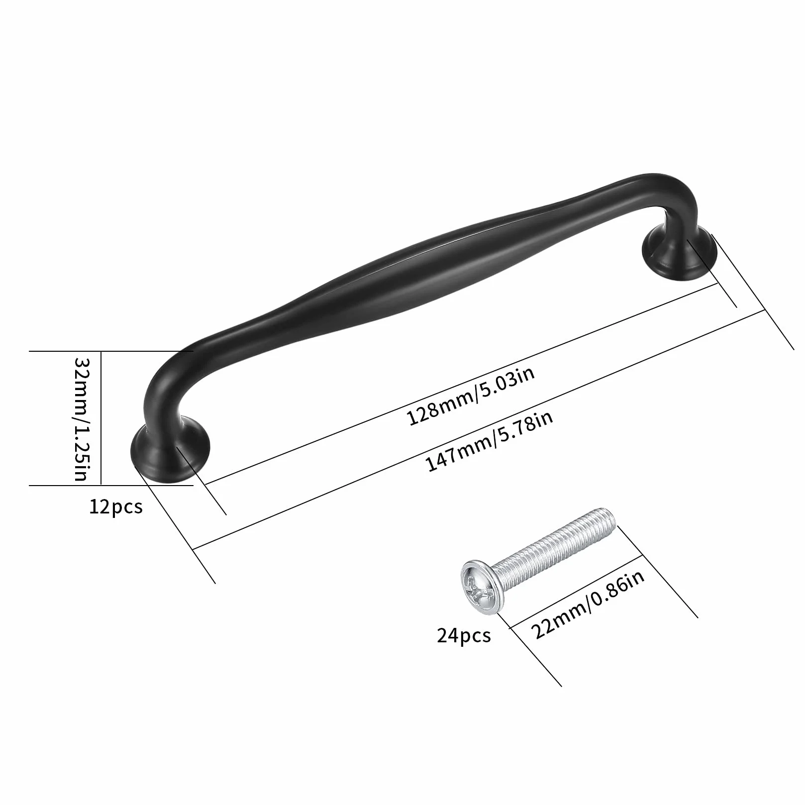 Uchwyty kuchenne 128 mm, ze stopu aluminium, 12 szt., gałki do drzwi szafy, szafki i mebli, ze śrubami