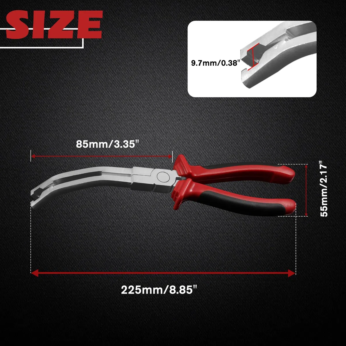 SPEEDWOX Szczypce do świec żarowych usuwanie kątowych szczęk łącznik świec żarowych szczypce szczypce do usuwania zacisków szczypce zakrzywione szczęki szczypce do gniazd świec żarowych do naprawy silników wysokoprężnych