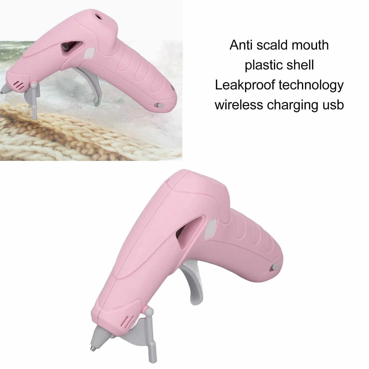 Fyearfly Bezprzewodowy zestaw pistoletu do klejenia na gorąco, mini pistolet do klejenia USB, bezprzewodowy, z 30 patyczkami do klejenia, szybkie podgrzewanie, szczelny pistolet do klejenia na gorąco,