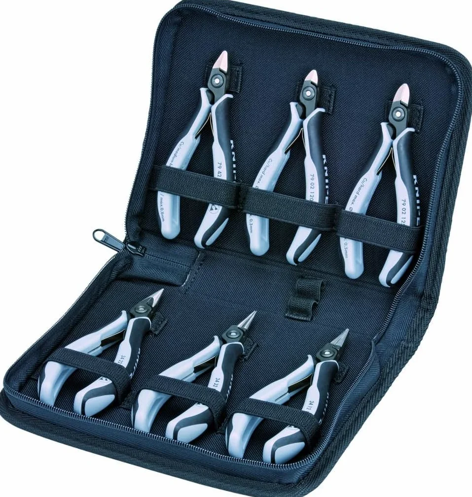 KNIPEX Zestaw narzędzi dla elektroników z narzędziami do prac przy podzespołach elektronicznych 6-częściowy 215 mm, 00 20 16 P ESD