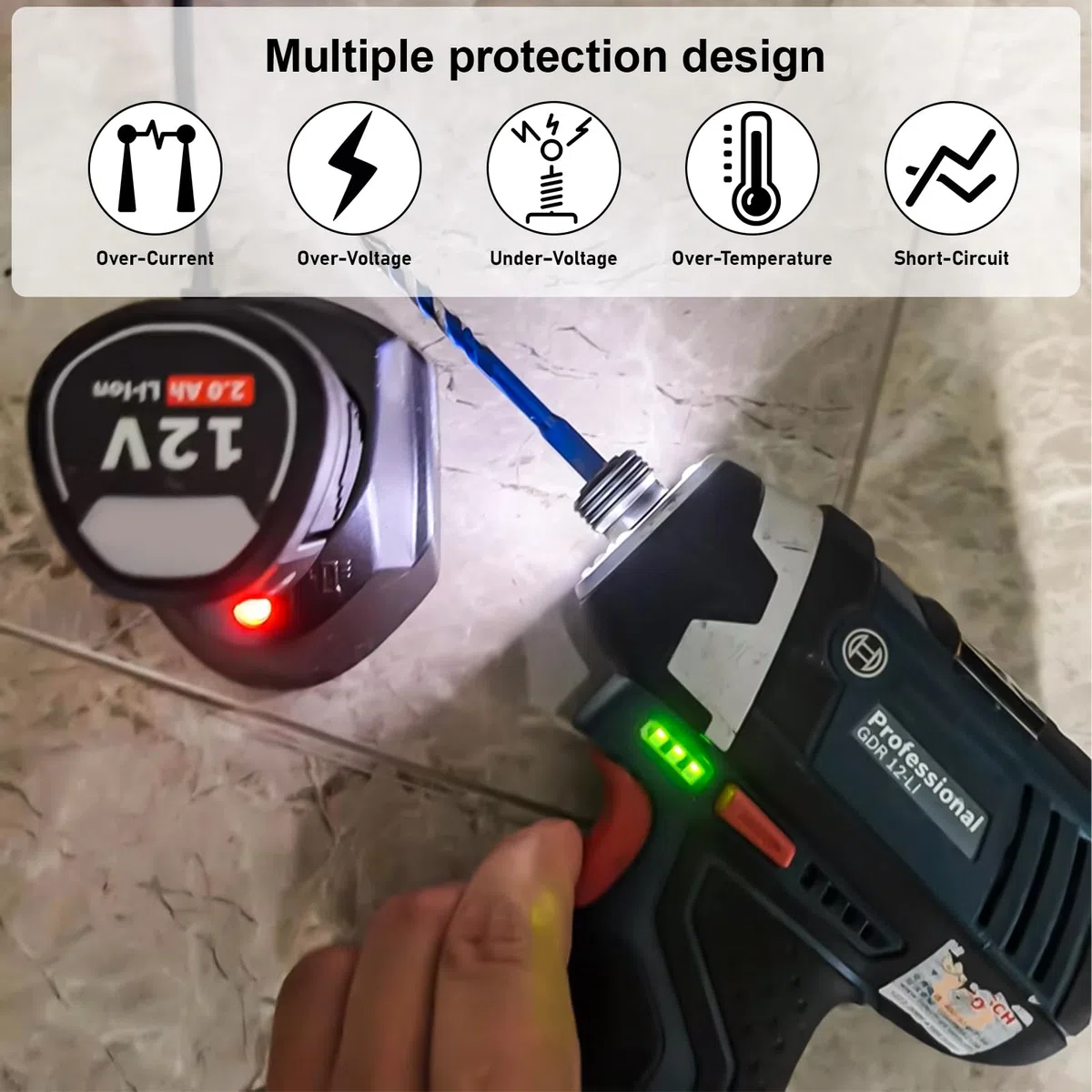 12V Li-ion ładowarka do Bosch, Professional 10.8V-12V AL1115CV akumulatorów Szybka ładowarka, Ładowarka do wiertarki akumulatorowej Kompatybilna z Bosch BAT411, BAT412, BAT413 (wtyczka EU)