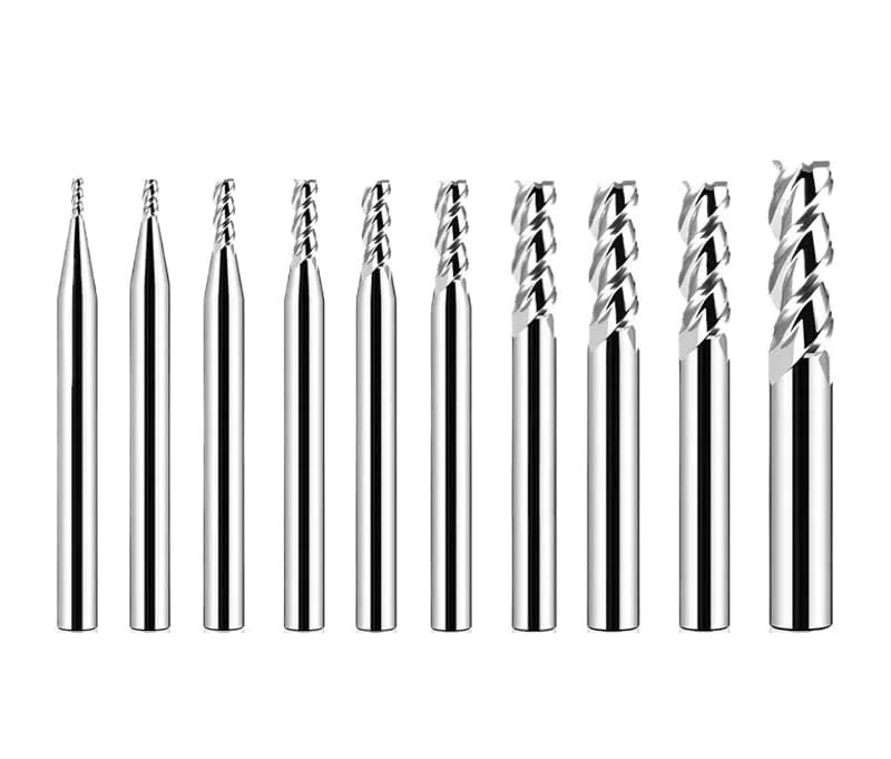 10 sztuk 1,0-8,0 mm, węglik wolframu, HRC55, 3-ostrzowy, frez płaski do aluminium, mechaniczne narzędzia CNC(3.5MM-10PCS)