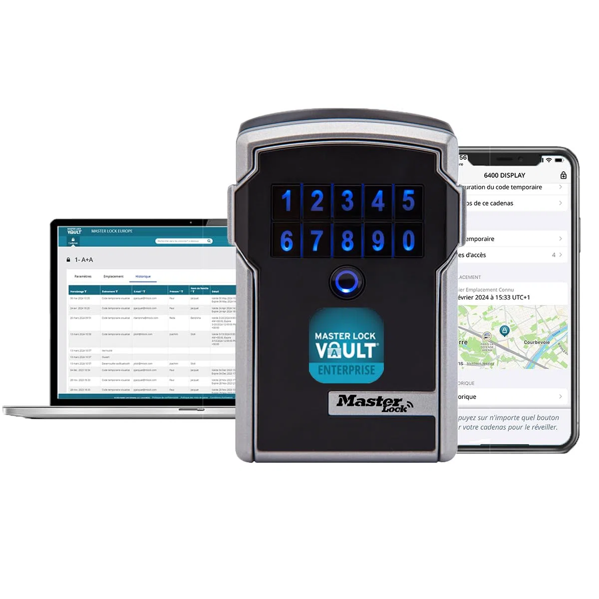 Master Lock 5441EURENT sejf na klucze dla przedsiębiorstwa i przemysłu [montaż na ścianie] [Bluetooth lub kombinacja], srebrny/czarny