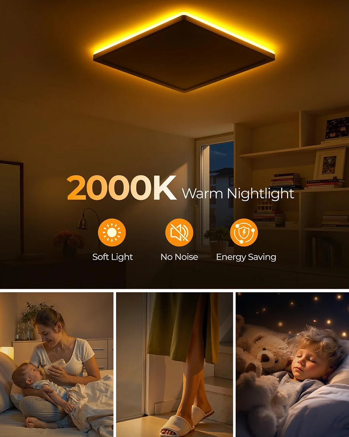 BLNAN Płaska Lampka Sufitowa LED, 18W Oświetlenie Sufitowe z Światłem Nocym 2000K, Ciepłe Białe Neutralne Białe Zimne Białe 3000K/4000K/5000K, Panel na Korytarz Sypialnia Kuchnia Balkon Piwnica, 22CM
