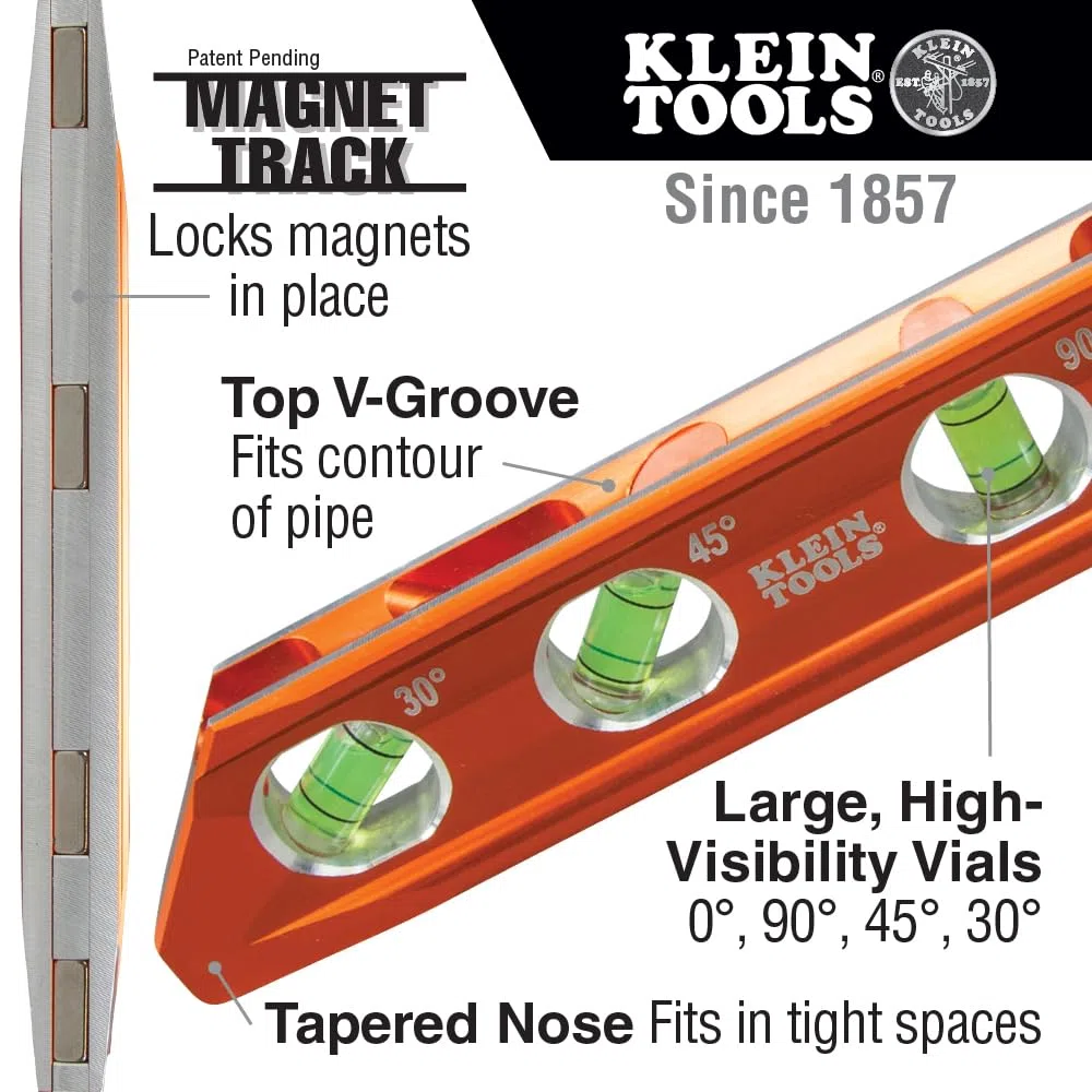 Klein Tools 935RB Torpedo, pomarańczowa obudowa o wysokiej widoczności jest łatwa do zobaczenia na przewodzeniu i w miejscu pracy