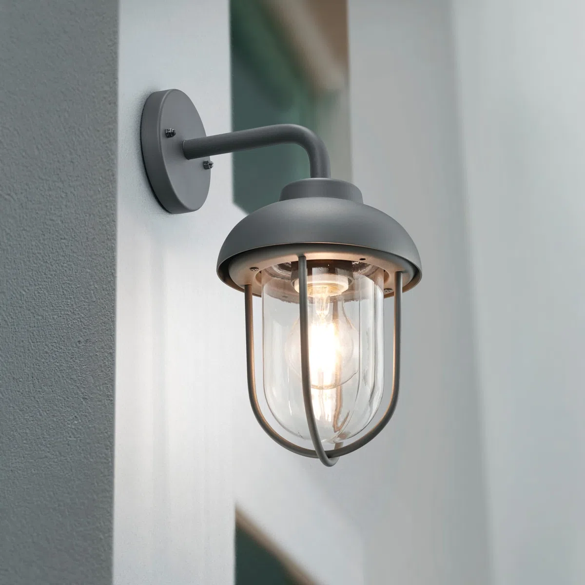Trio Leuchten Zewnętrzna lampa ścienna Duero 202760142, aluminiowy odlew ciśnieniowy antracyt, szkło przezroczyste, bez 1x E27