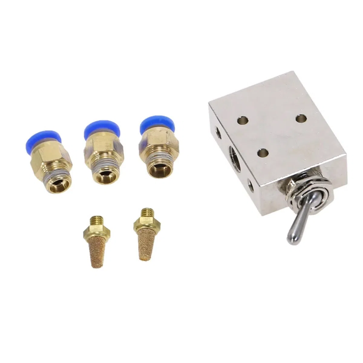 Srebrny odcień 1/20.3 cm BSP pneumatyczny 2-pozycyjny 5-kierunkowy przełącznik wyłączający pokrętło ręczny zawór mechaniczny HL2501-V TAC2-41V (kolor: bez okuć)