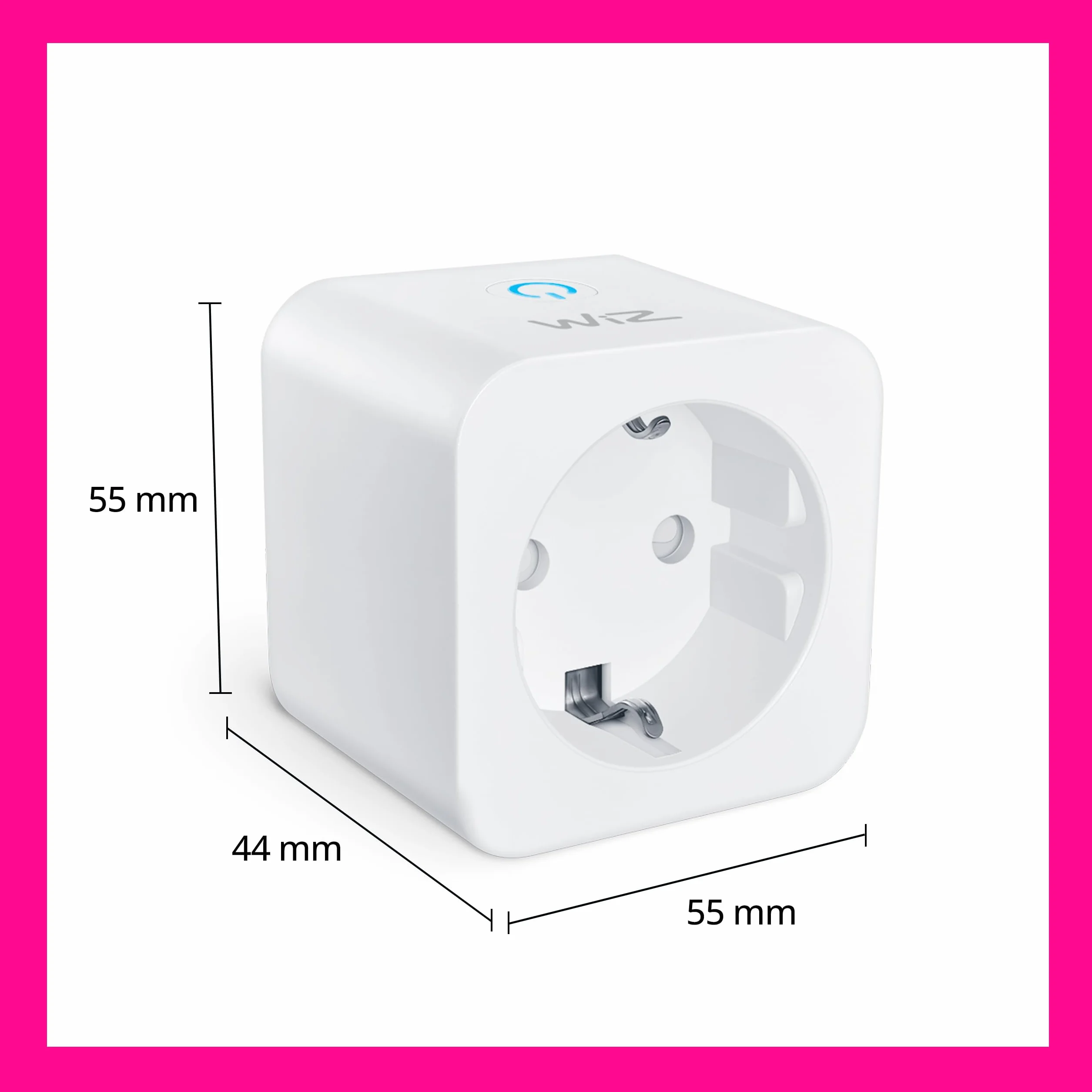 WiZ Wi-Fi Smart Plug, Typ F, 230 V, 50 Hz, Łatwa Konfiguracja, Certyfikat Matter, Inteligentne Sterowanie, Komendy Głosowe, Działa z Alexa, Google Home i Apple Home, Zestaw 1 Szt.