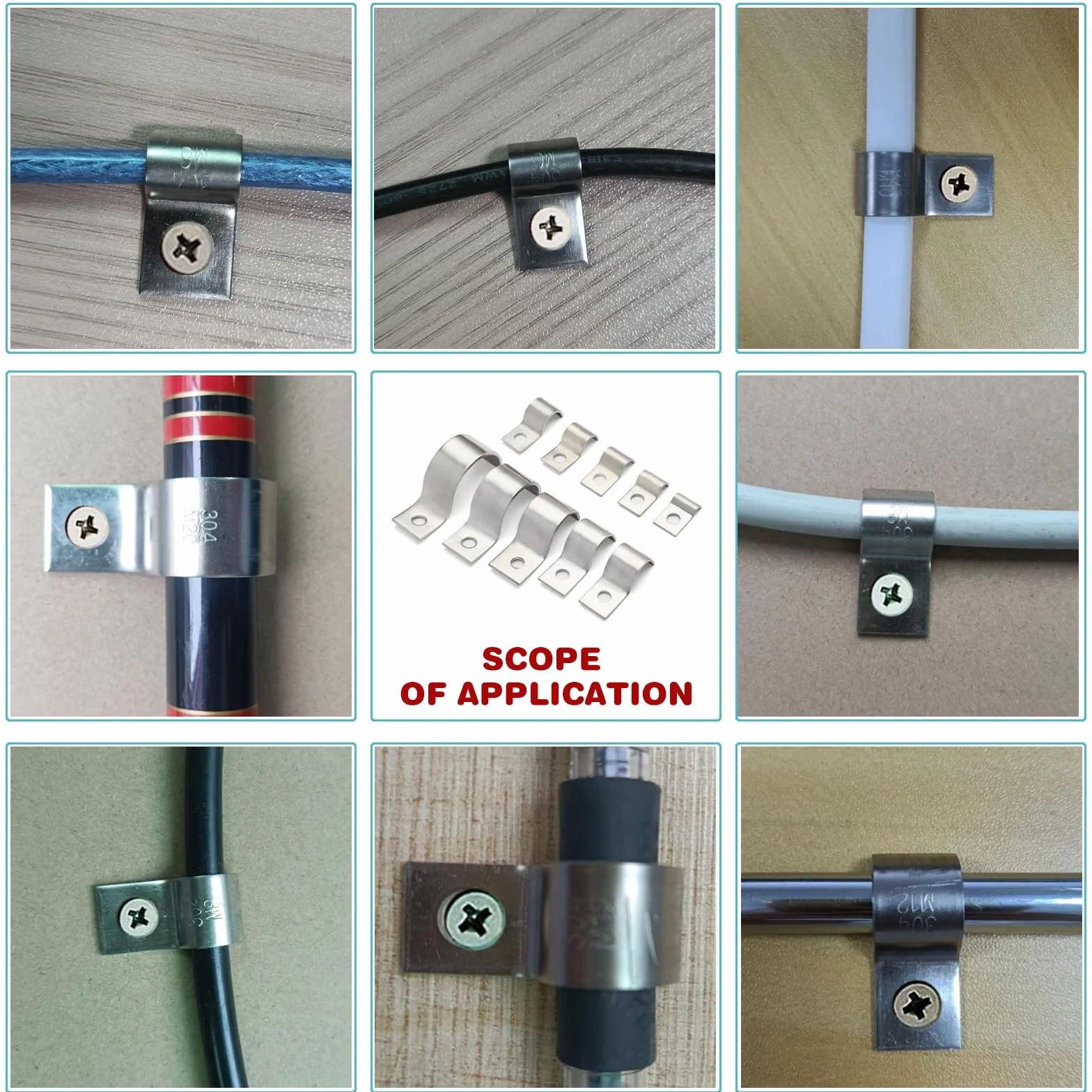20 sztuk metalowych obejm kablowych, 304, stal nierdzewna, 25 mm, pojedyncze otwory w kształcie litery U, obejmy mocujące, zaciski kablowe do wkręcania, klamra do węża uchwyt do rur Ø 25 mm