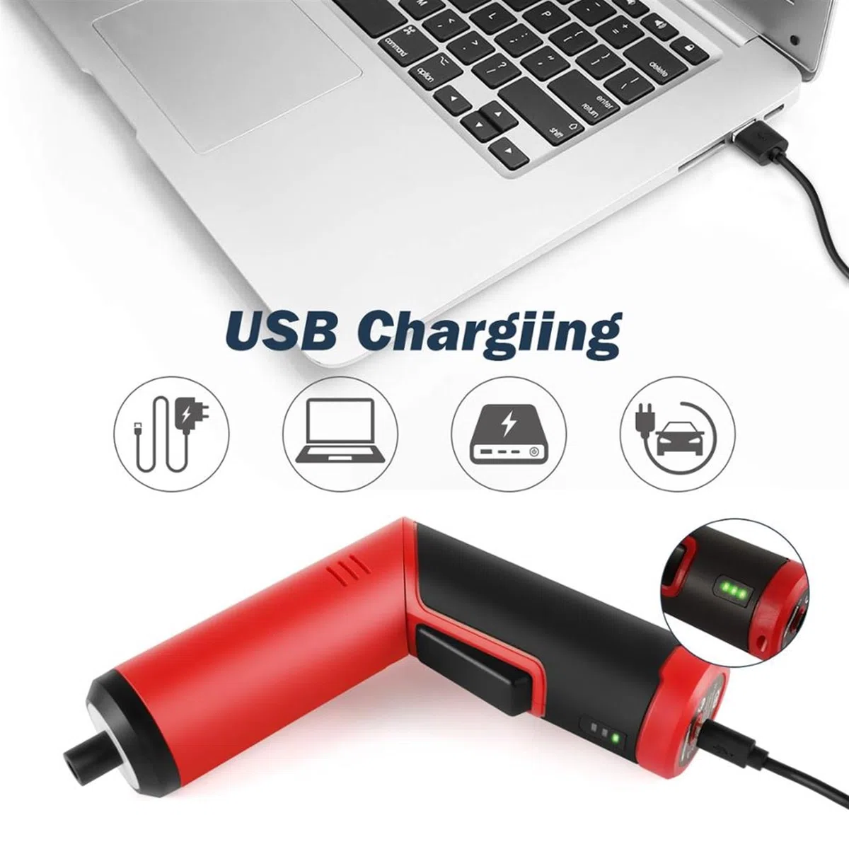 Zestawy narzędziowe 57 SZTUK Zestaw narzędzi ręcznych i elektrycznych z wkrętarką akumulatorową 4 V USB Wiertarka elektryczna Gospodarstwo domowe Narzędzie Do Naprawy